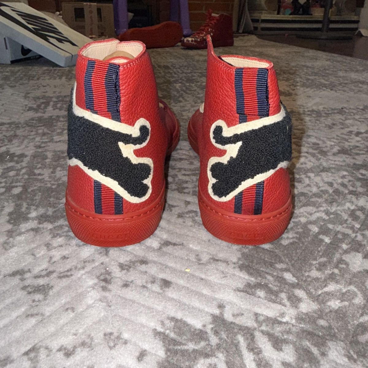 red leather panther high top sneaker Hi Top Sneakers