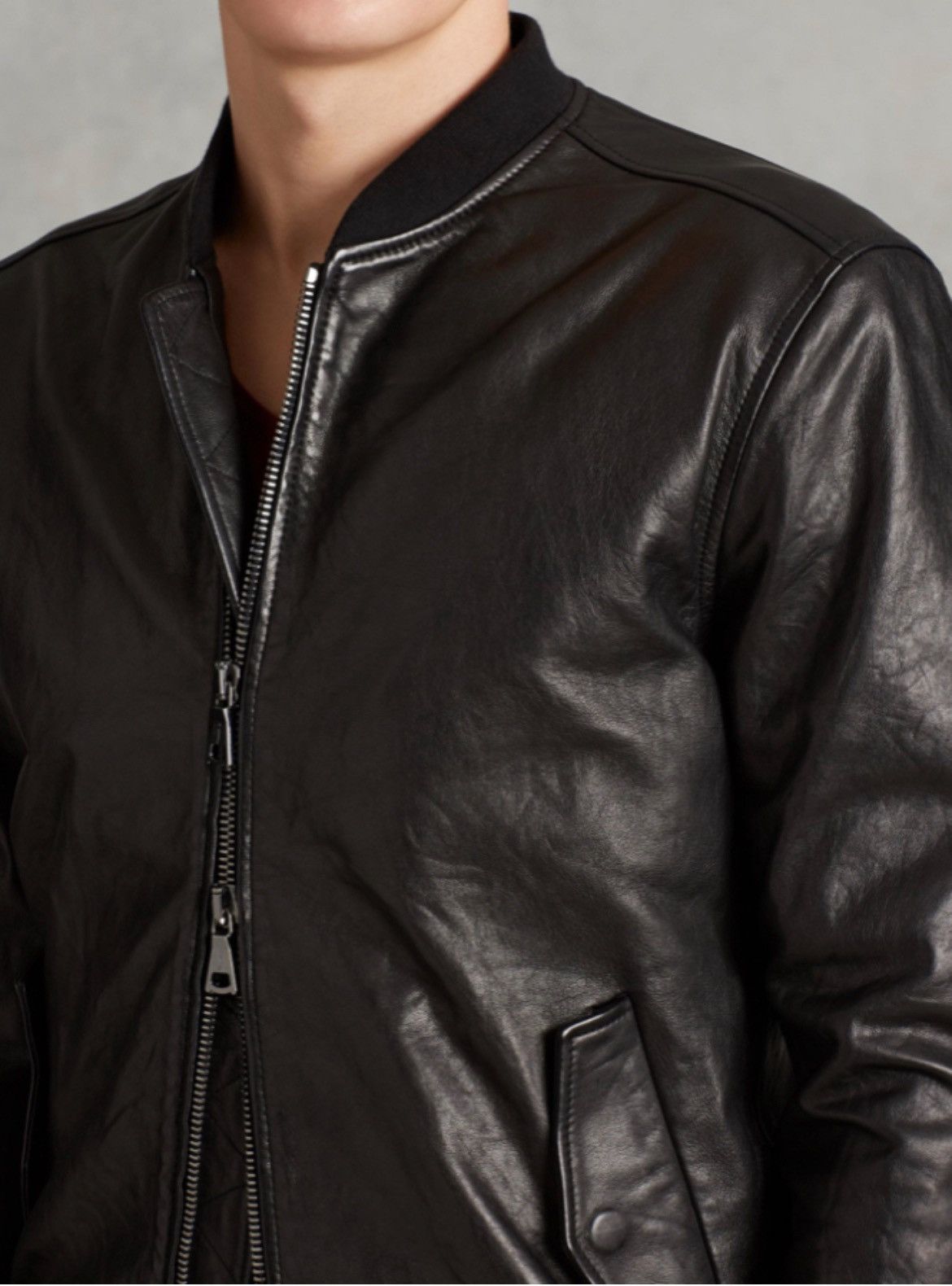 John Varvatos Leather bomber jacket EU 52 USA 42 Size US L / EU 52-54 / 3 - 4 Thumbnail