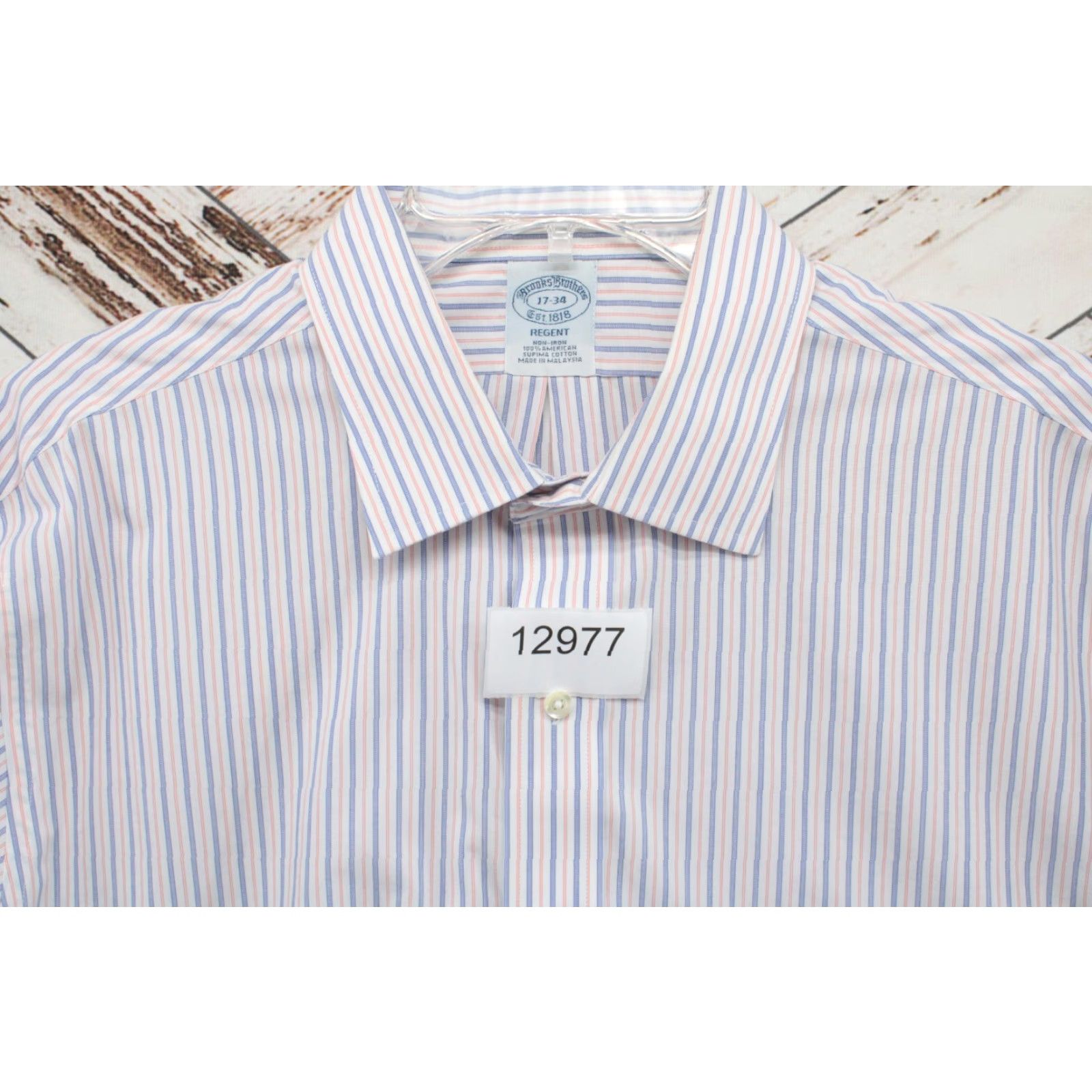 Brooks Brothers VINTAGE Brooks Brothers Regent Shirt Men's 17-34 White Blue Striped Long Sleeve Preppy Size US XL / EU 56 / 4 - 7 Thumbnail