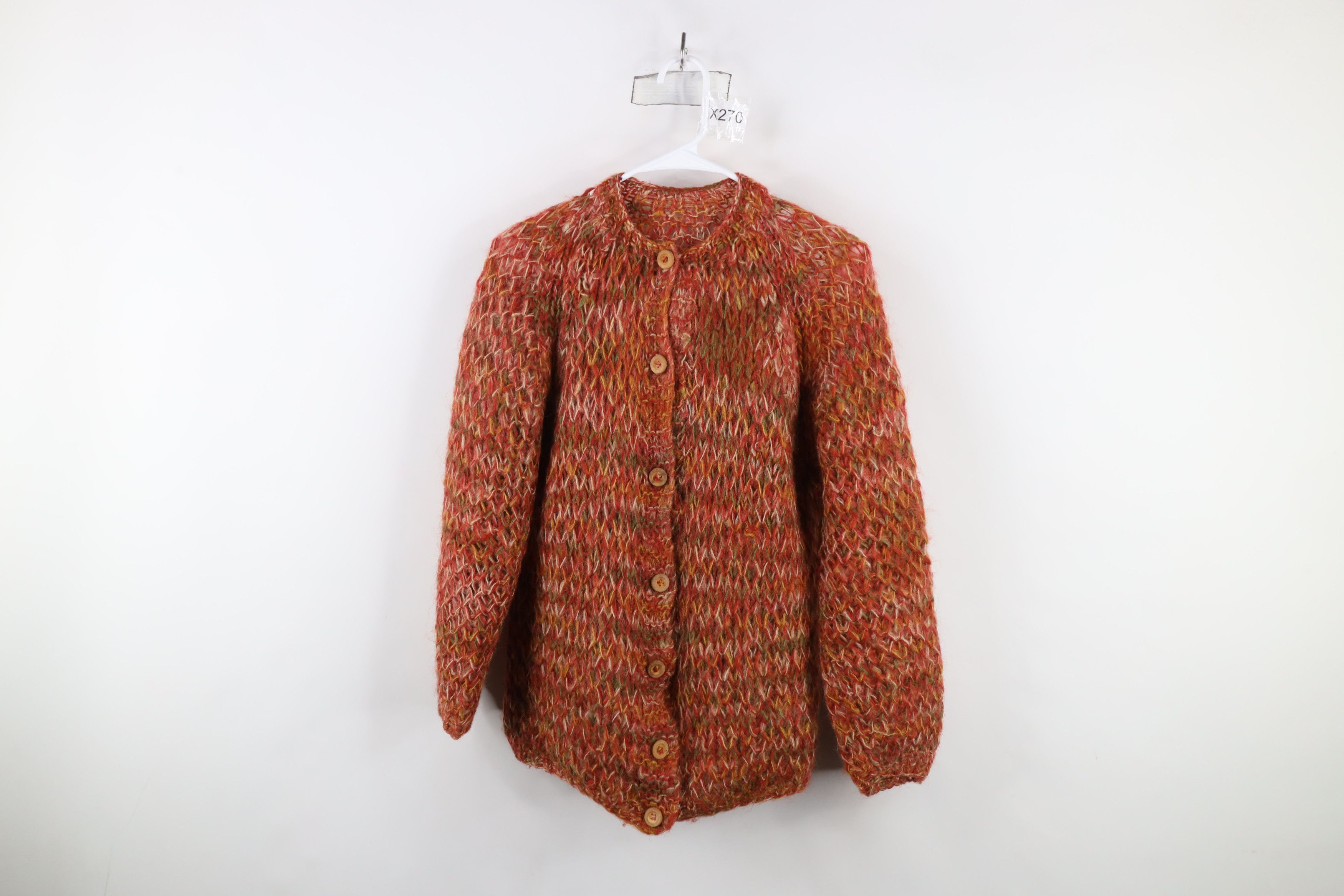 Vintage Vintage 60s 70s Streetwear Blend Crochet Cardigan Sweater Size L / US 10 / IT 46 - 1 Thumbnail