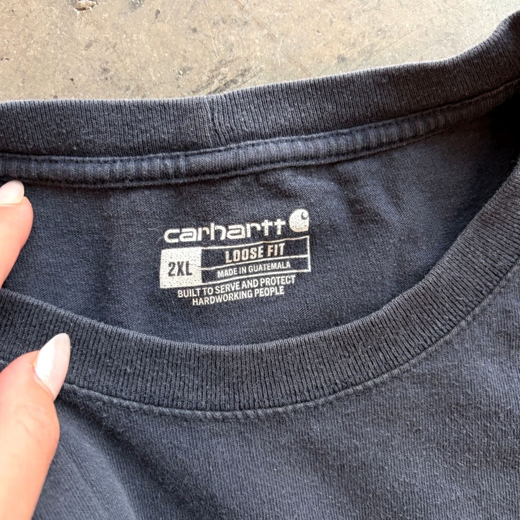 Carhartt VINTAGE Carhartt Workwear Longsleeve Graphic Tee Mens 2XL Navy Blue Shirt Size US XXL / EU 58 / 5 - 3 Thumbnail