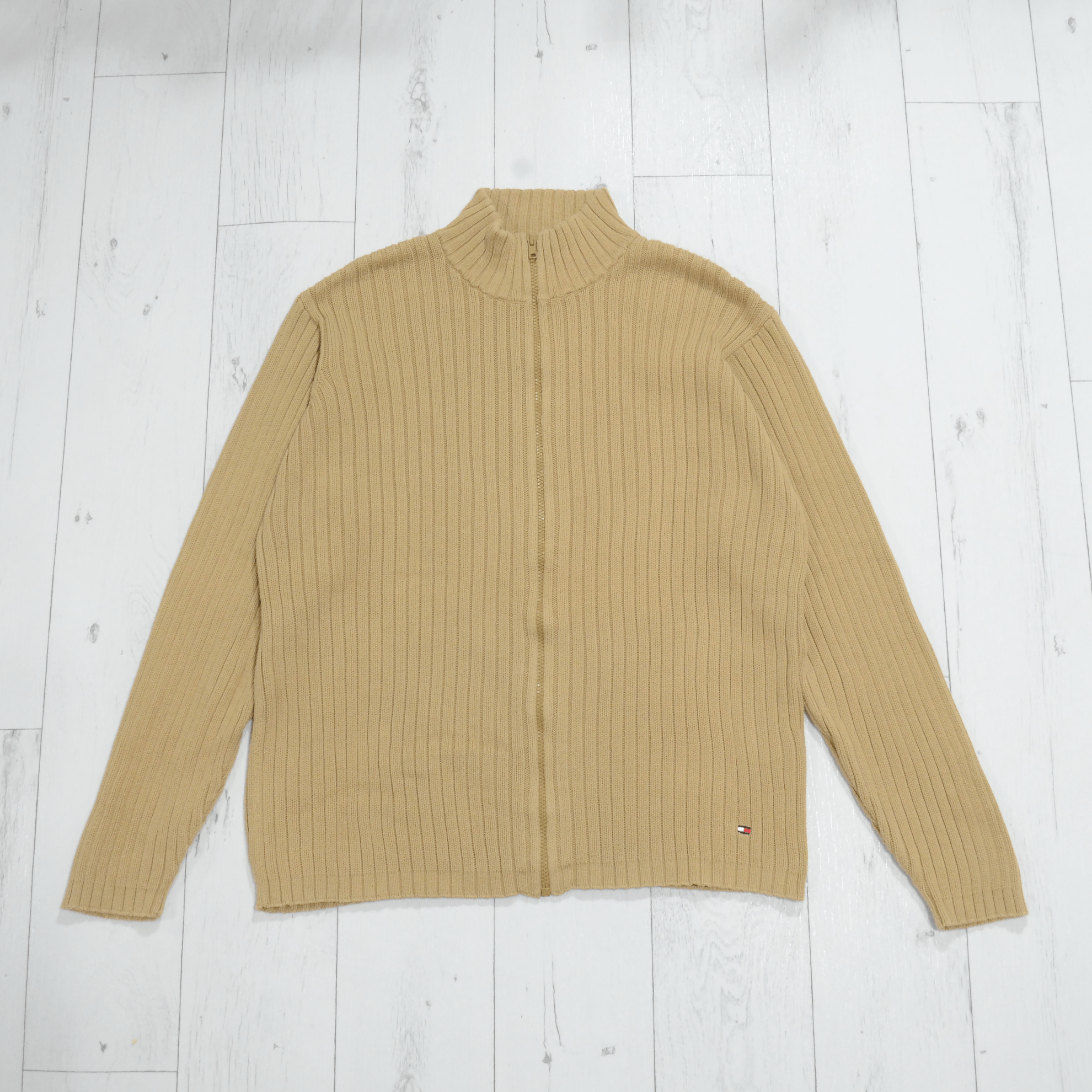 Tommy Hilfiger × Vintage Vintage Tommy Hilfiger Cream Full Zip Knit Sweater Y2K 90s Size US L / EU 52-54 / 3 - 1 Thumbnail
