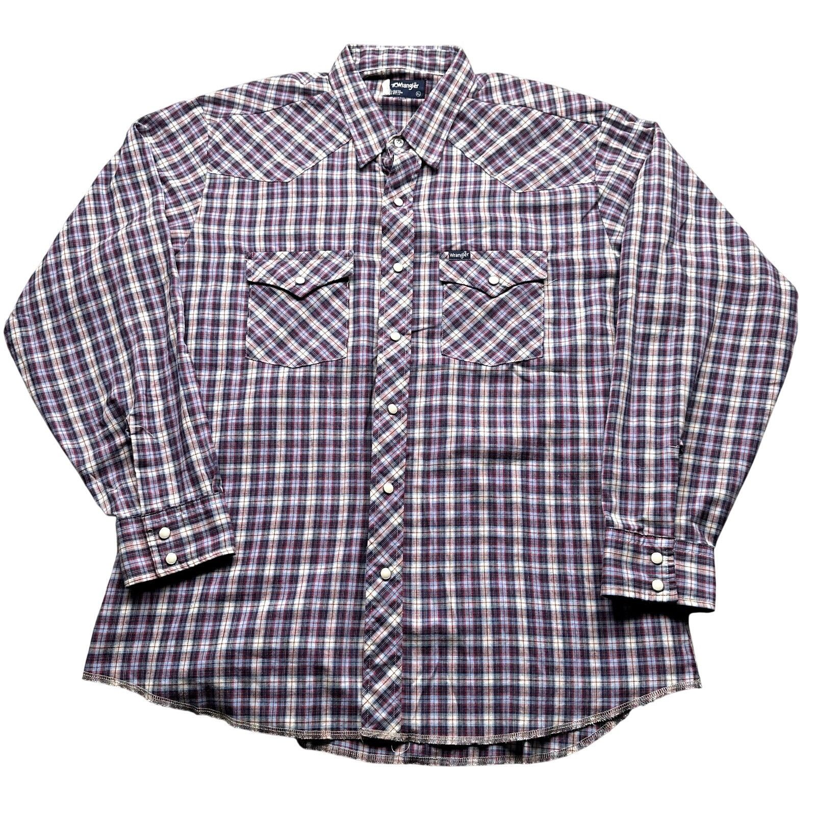 Wrangler Vintage 80s Wrangler Western Pearl Snap Plaid Shirt Mens XL Size US XL / EU 56 / 4 - 1 Thumbnail