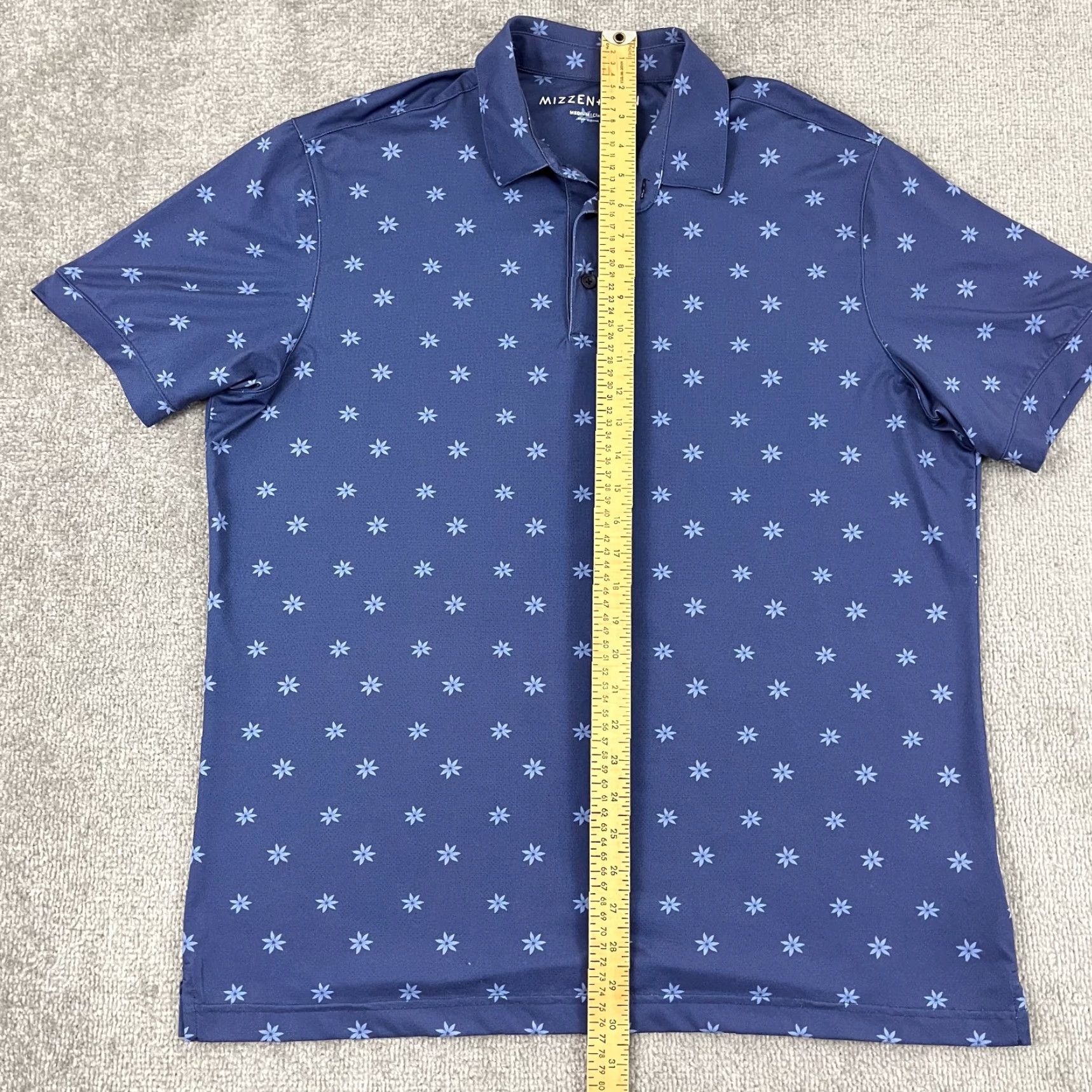 Mizzen+Main Mizzen + Main Polo Shirt Mens Medium Blue Floral Golf Performance Stretch Sport Shirt Size US M / EU 48-50 / 2 - 3 Thumbnail