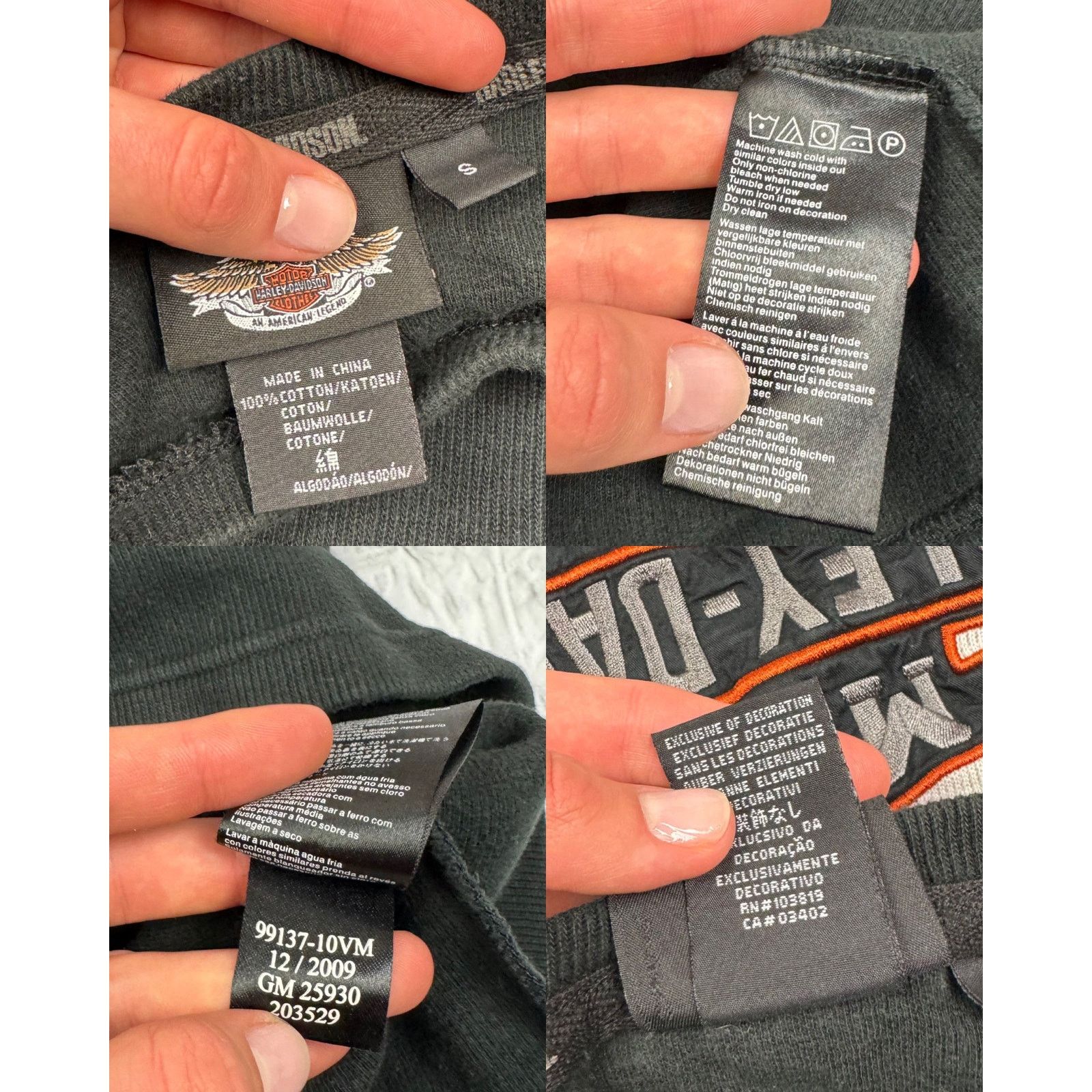 Harley Davidson VTG Harley-Davidson Men's Black Cotton Pullover Sweatshirt S Size US S / EU 44-46 / 1 - 3 Thumbnail