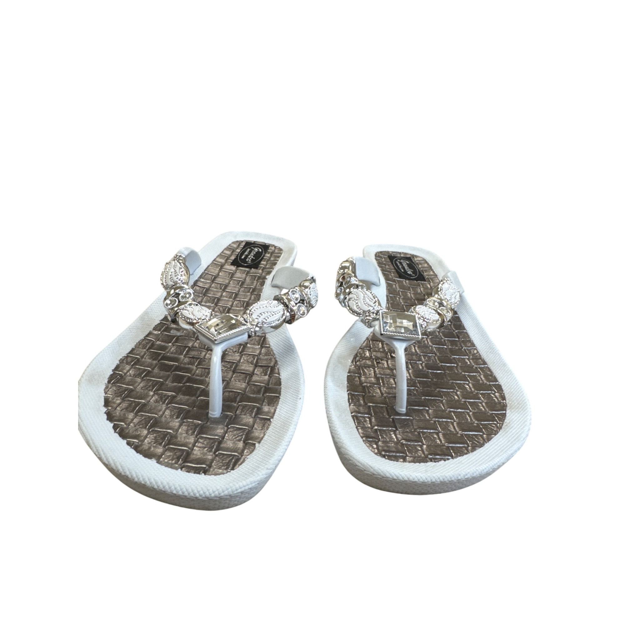 Other Grandco Womens White Bejeweled Sandals Size 10 SKU 8221 Size US 10 / IT 40 - 6 Thumbnail