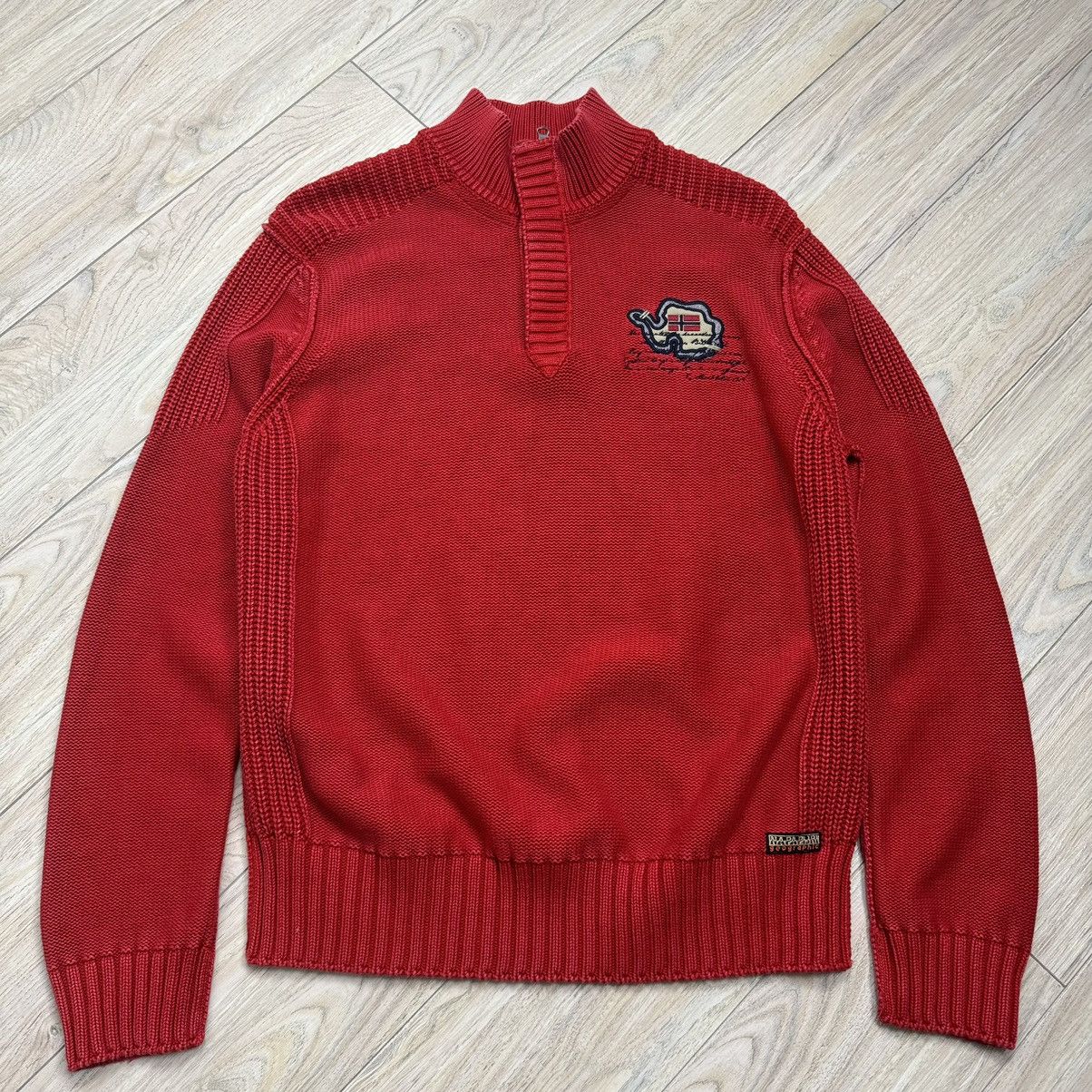Napapijri Vintage Y2K Napapijri Heavyweight Woven Zip-Up Knitwear Size US XL / EU 56 / 4 - 2 Thumbnail