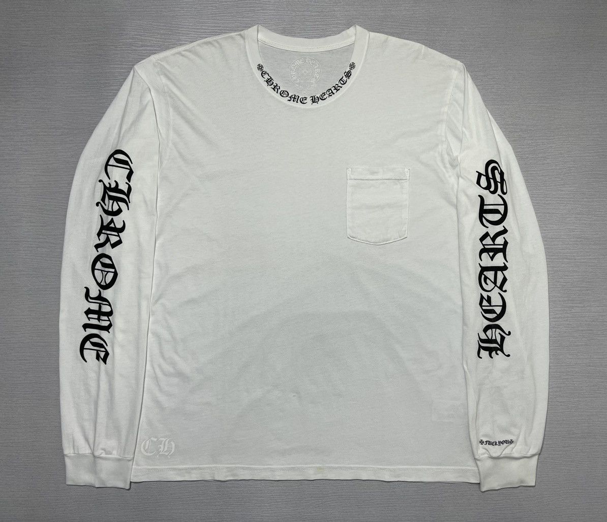 Chrome Hearts Chrome Hearts - Neck Script Logo Pocket L/S Shirt Size US XL / EU 56 / 4 - 1 Thumbnail