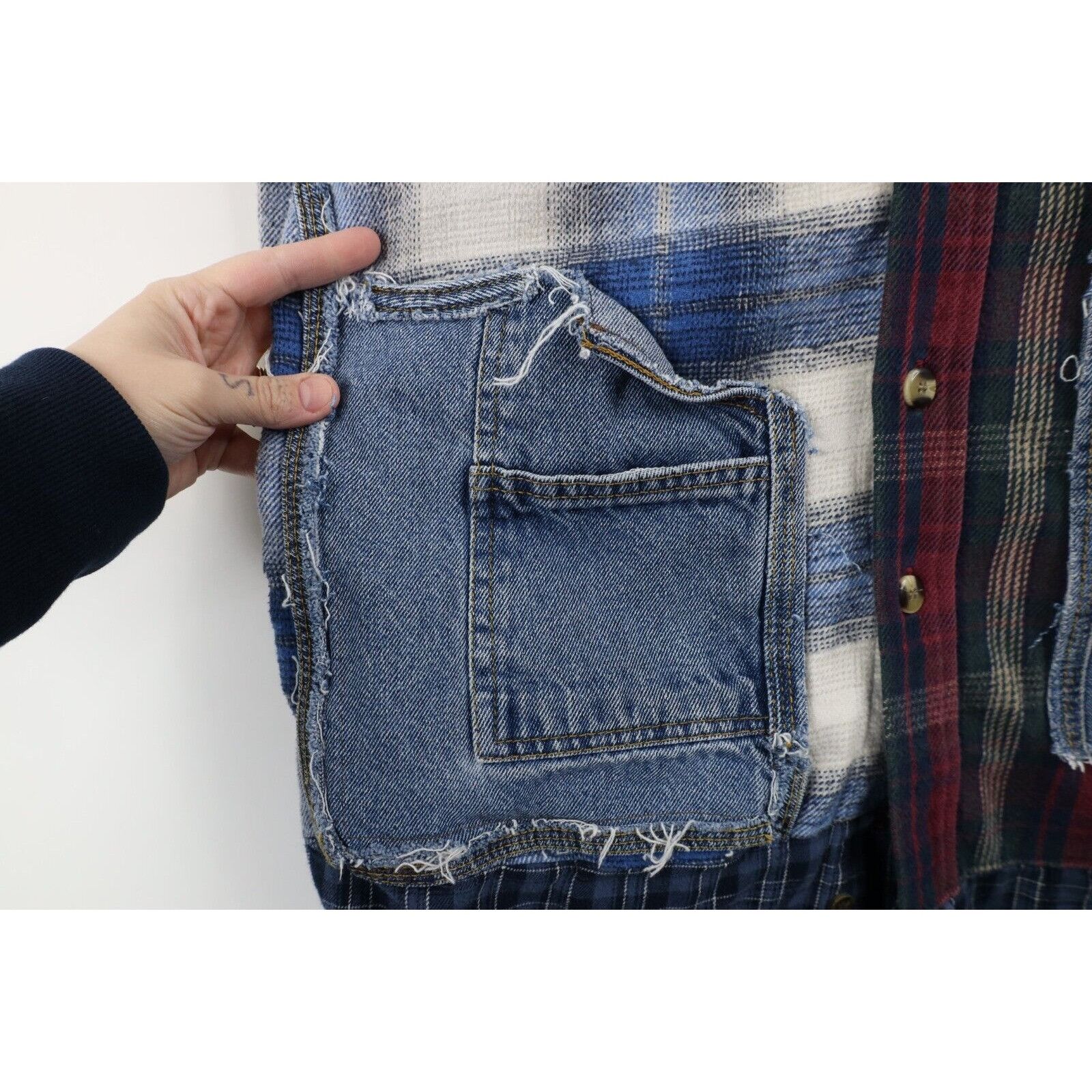 Vintage Vintage 90s Y2K Streetwear Custom Flannel Shirt Dress Size L / US 10 / IT 46 - 5 Thumbnail