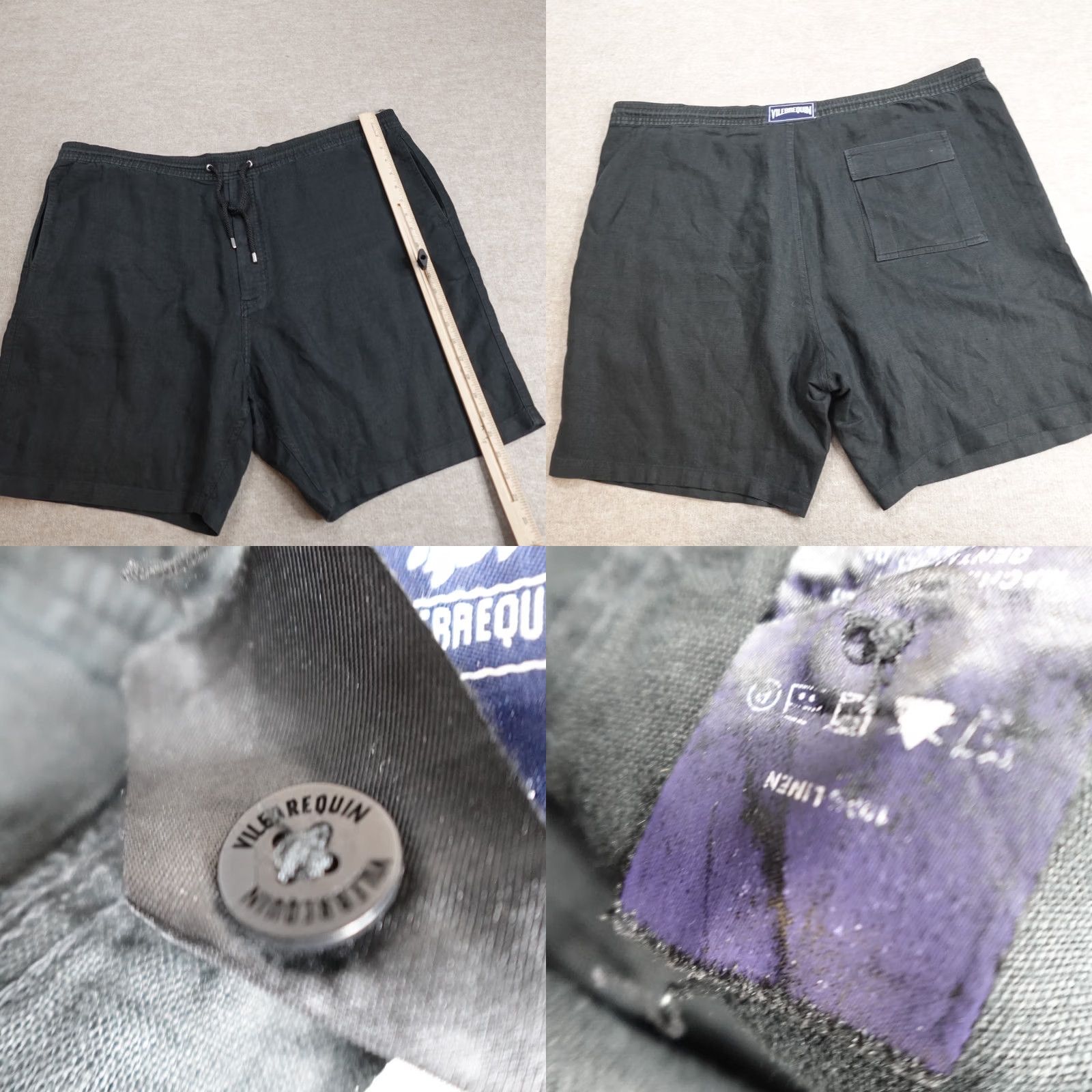 Vilebrequin Vilebrequin Mens Shorts 3XL Black Linen Drawstring Solid Chino Casual Mens Size US 39 - 8 Thumbnail