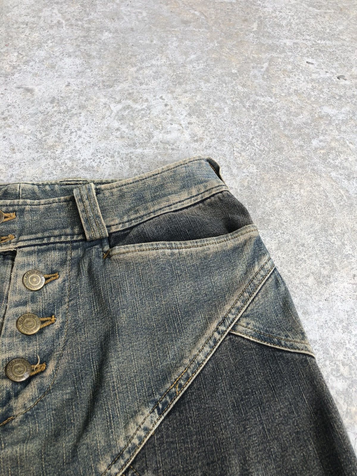 Tornado Mart Japanese Tornado Mart Flared Jeans Patchwork Distressed Size US 29 - 17 Thumbnail