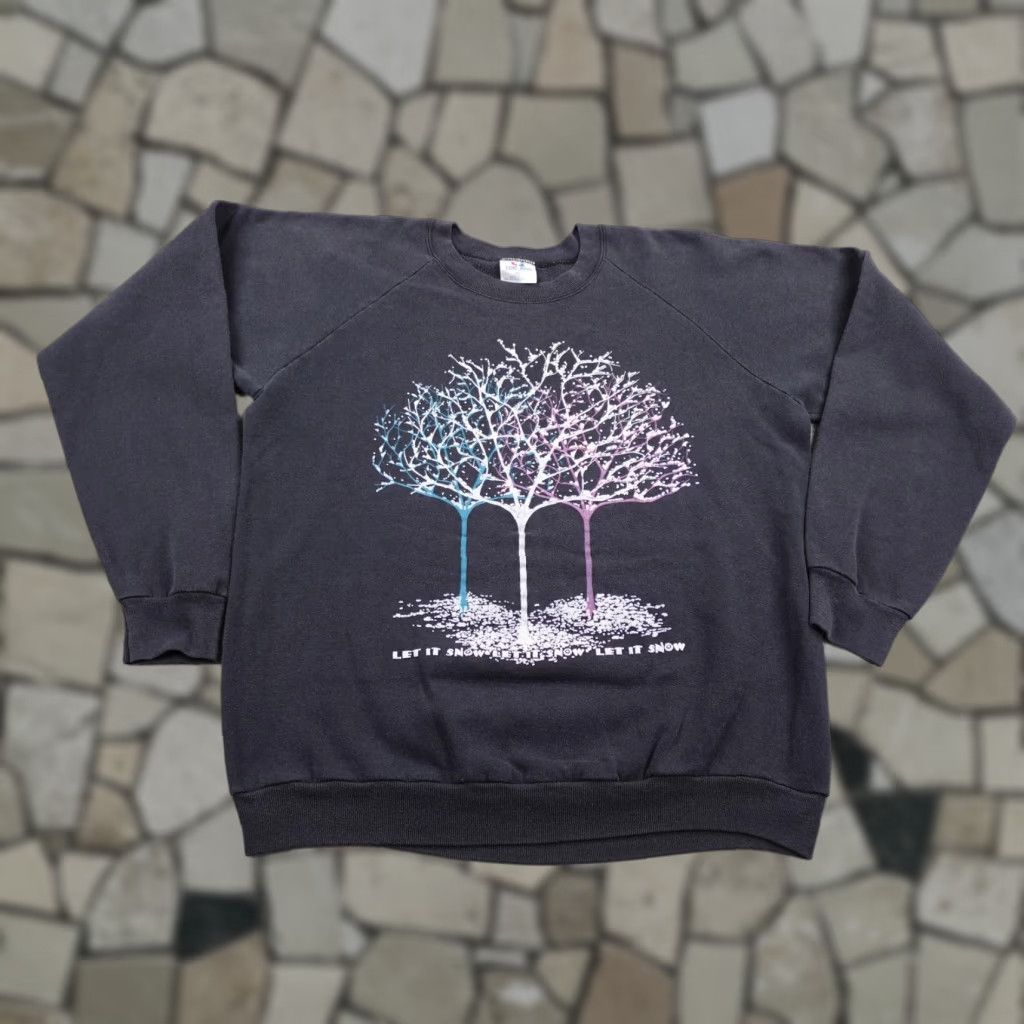 TEE JAYS VINTAGE Christmas Sweatshirt Mens XL Black Let It Snow Pullover Crewneck Sweater Size US XL / EU 56 / 4 - 1 Thumbnail
