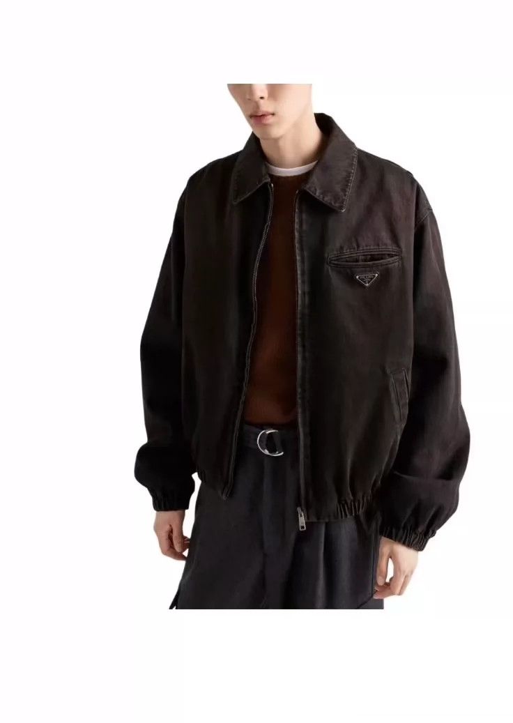 Prada PRADA Logo applique zippered denim jacket 2501