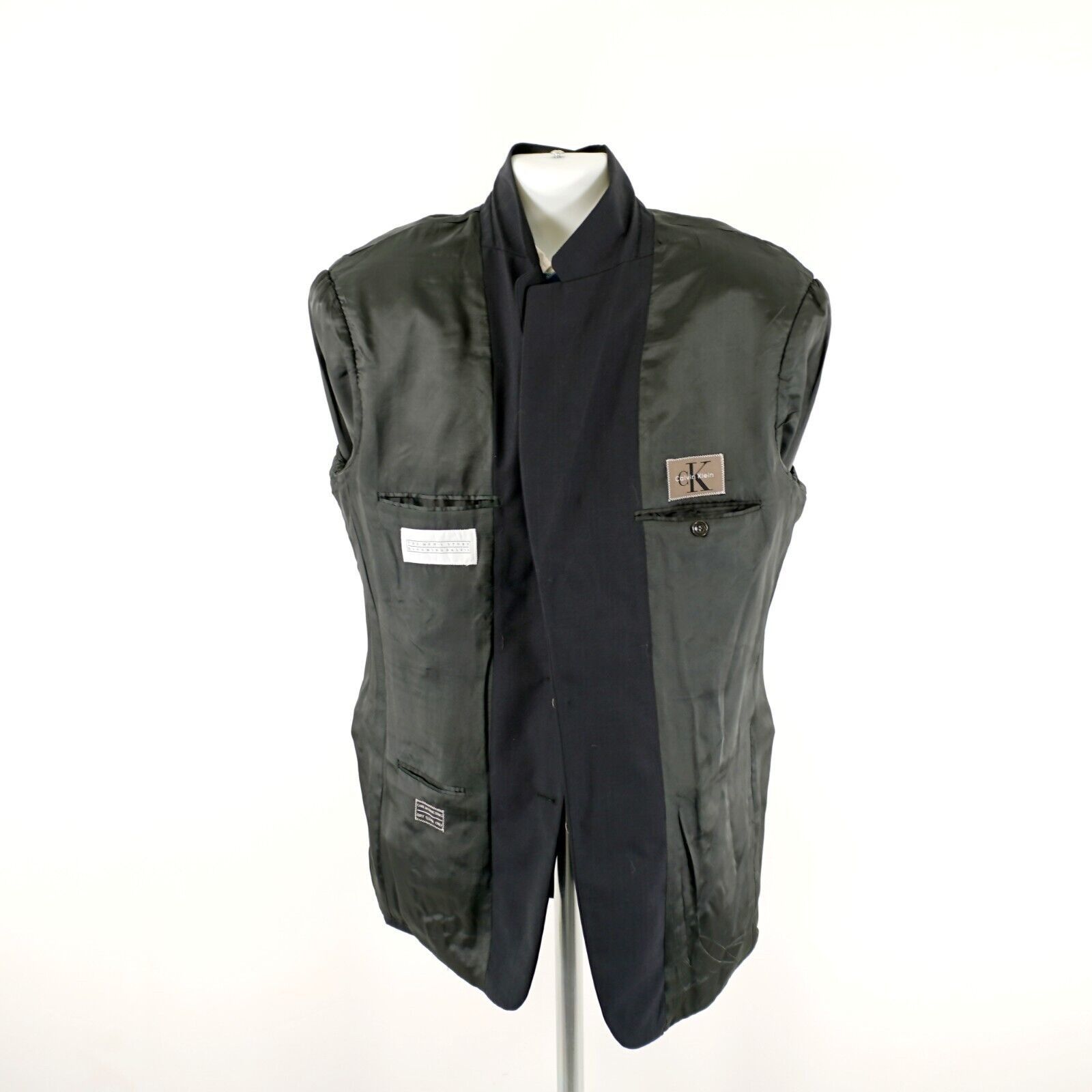 Calvin Klein Calvin Klein Wool Blue Birdseye 3 Button Sport Coat 42R Size 42R - 13 Thumbnail