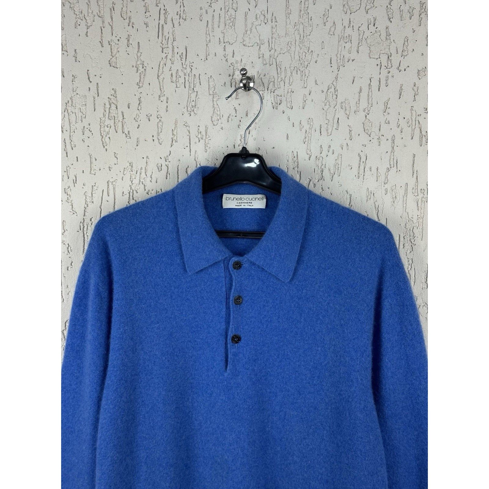 Brunello Cucinelli BRUNELLO CUCINELLI Blue Long-Sleeved Sweater Cashmere Polo S Size US XL / EU 56 / 4 - 2 Thumbnail