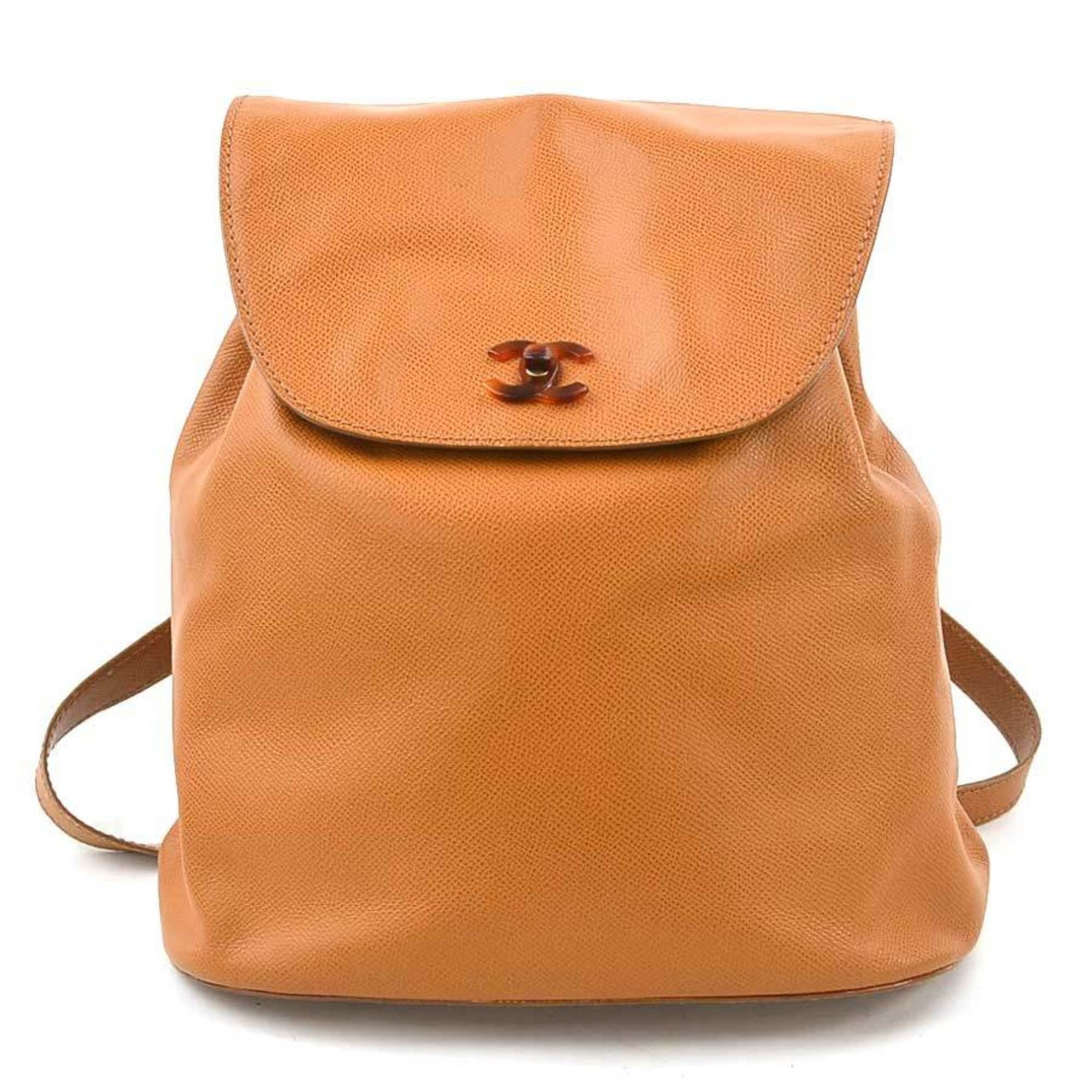 Chanel CHANEL Coco Mark Leather Backpack Brown Gold Women's e60276g Size ONE SIZE - 1 Thumbnail