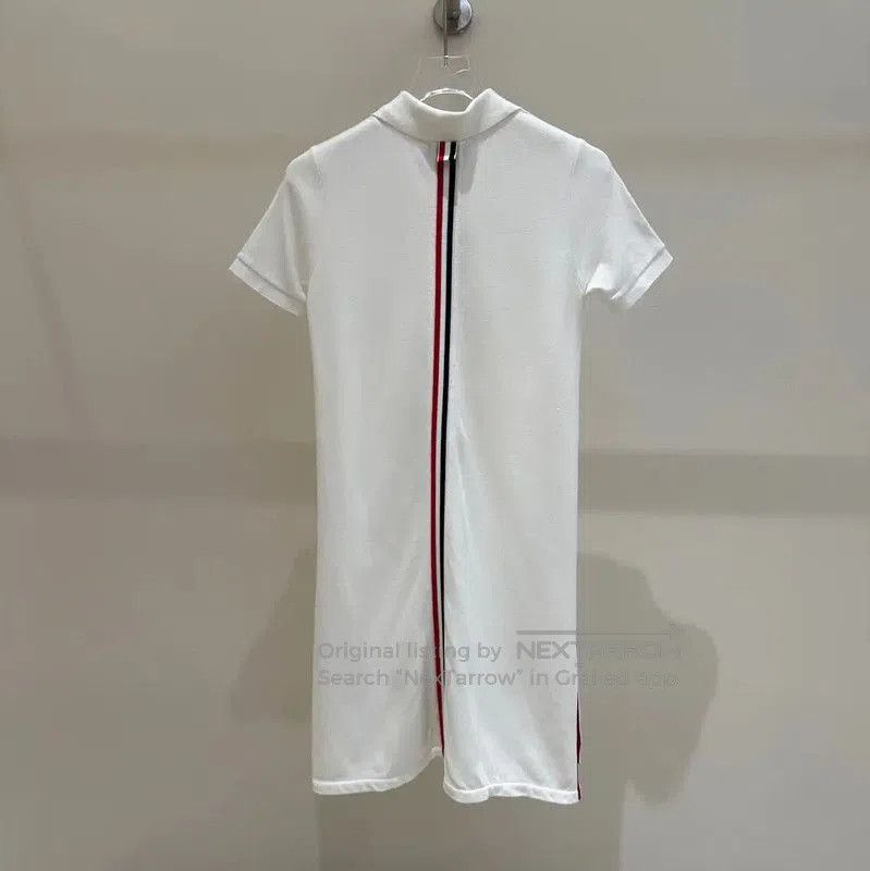 Thom Browne Thom Browne White Striped Cotton Dress for Women . Size S / US 4 / IT 40 - 4 Thumbnail