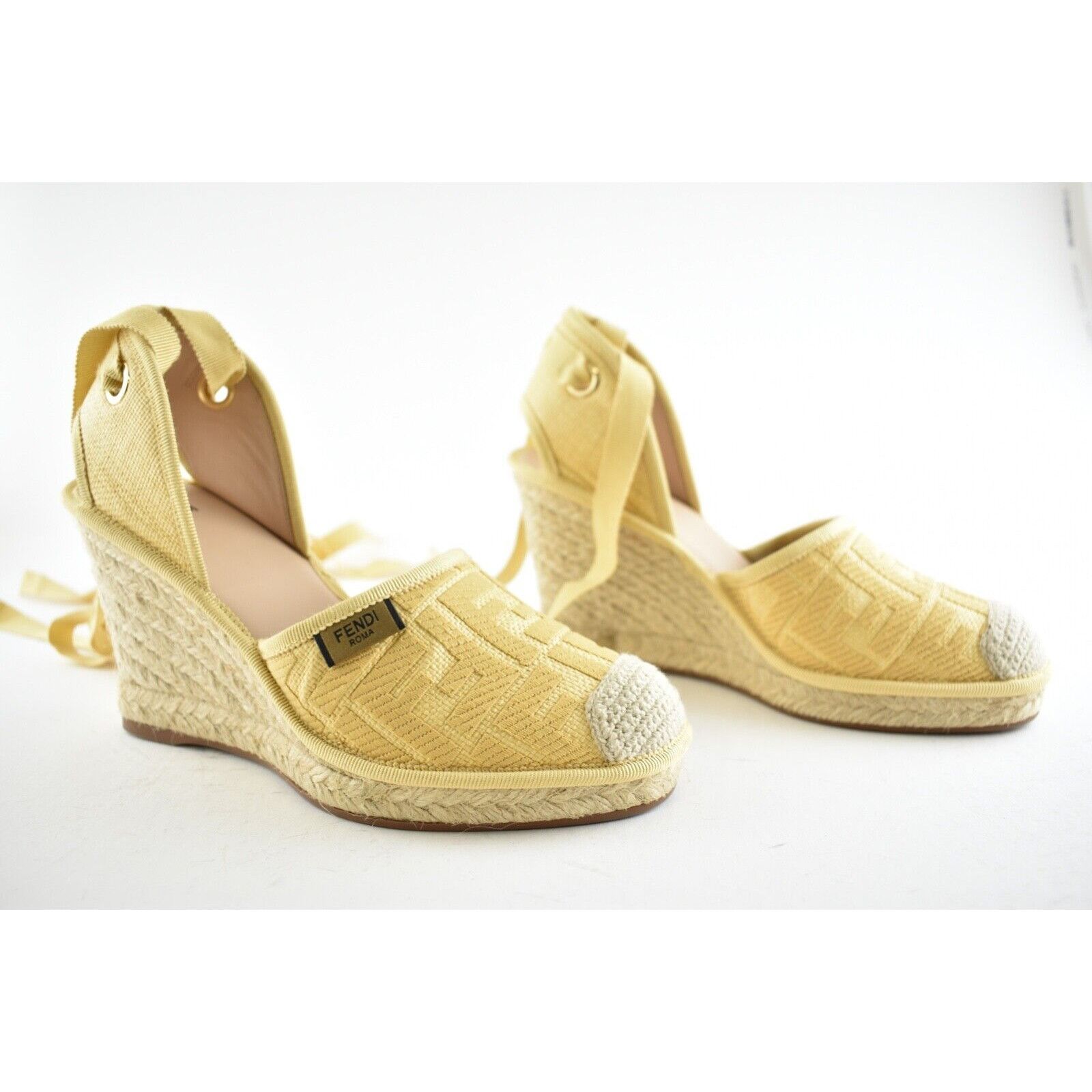 Fendi Roma FF Logo Ankle Strap Lace Up Sandal Wedge Heel 41 Size US 11 / IT 41 - 4 Thumbnail
