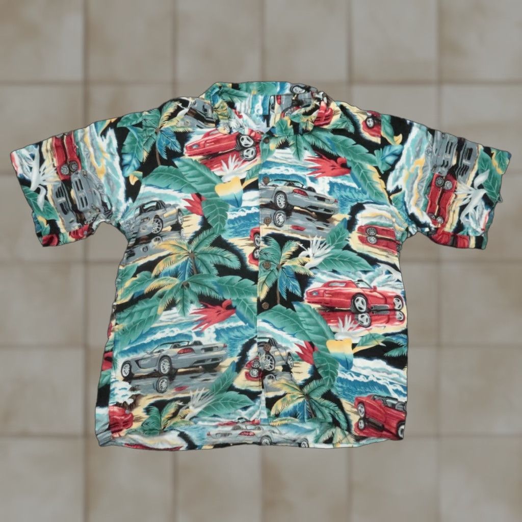 Reyn Spooner VINTAGE Reyn Spooner Shirt Mens XS Green Blue Hawaiian Cars USA Short Sleeve Button-Up Geometric Pattern Casual Travel 50s 60s Mens Size US XS / EU 42 / 0 - 1 Thumbnail