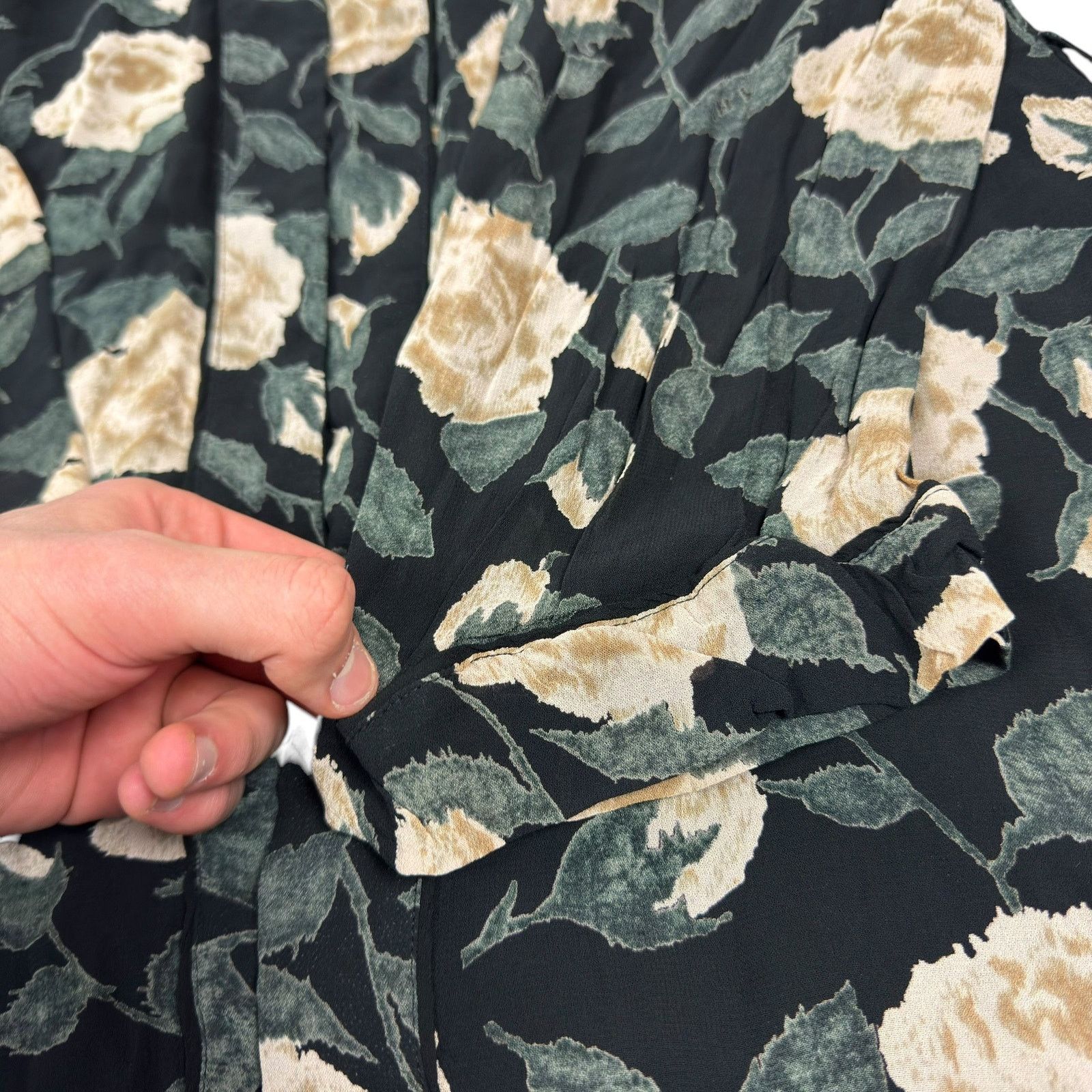 Ganni × Japanese Brand Ganni Black Floral Kimono Dress Size S / US 4 / IT 40 - 5 Thumbnail