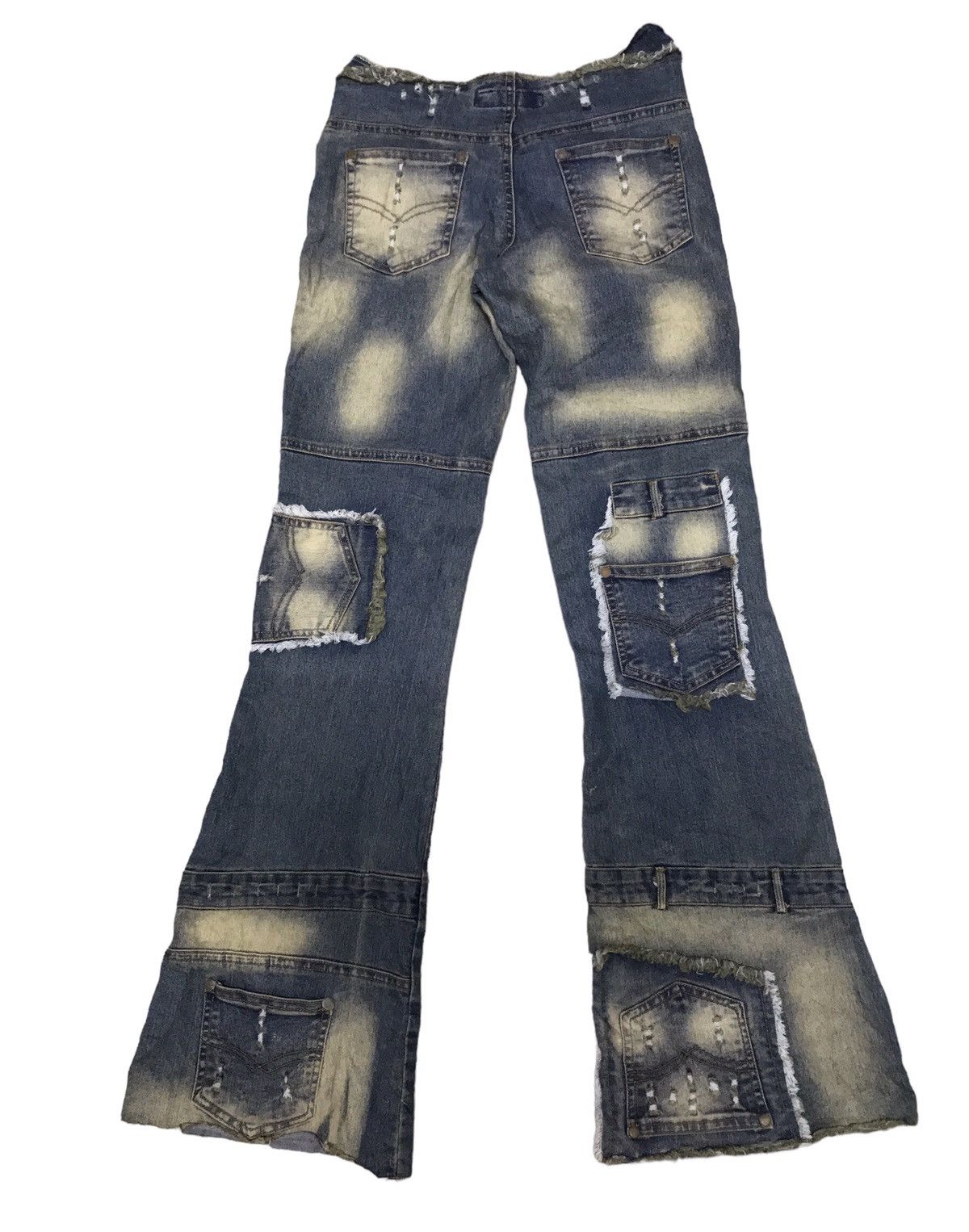 Japanese Brand Modernistic Multipocket Distressed Flared Jeans Size 30" / US 8 / IT 44 - 11 Thumbnail