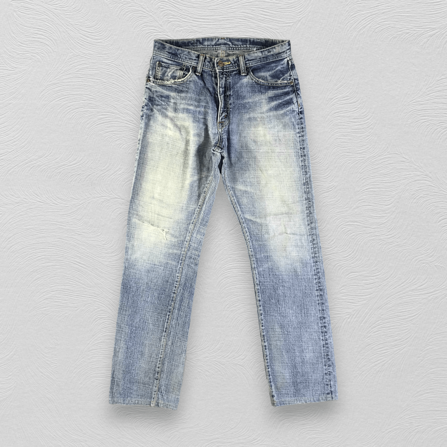 Japanese Brand GL Heart Jeans Faded Blue Denim KJ2270 Size US 29 - 1 Thumbnail