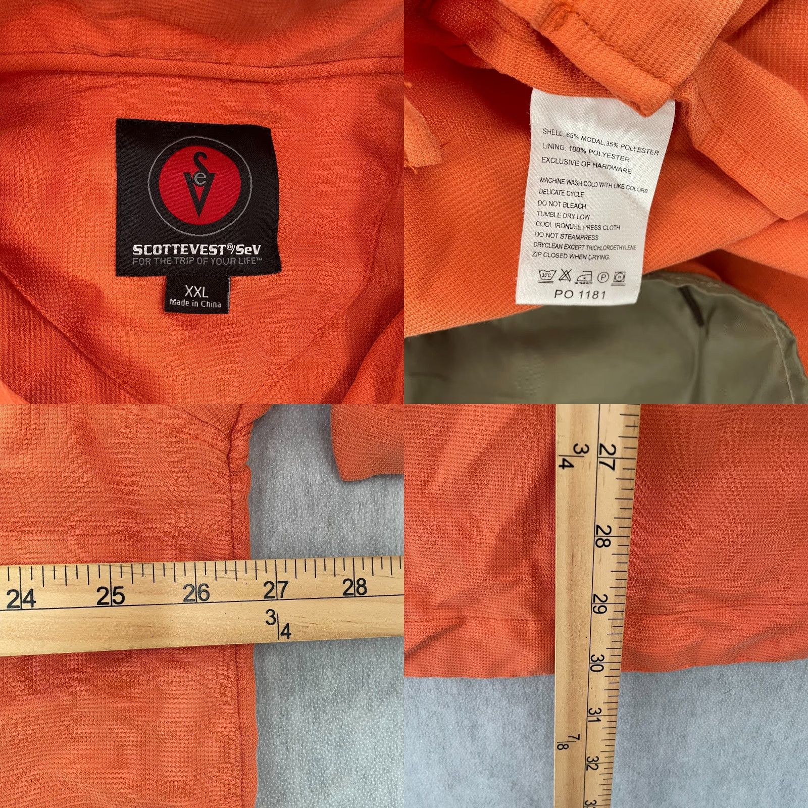 Vintage SCOTTeVEST Shirt Adult 2XL Orange Travel Hidden Pockets Button-Up Collared Men XX-Large Casual, Workwear, Outdoor 90s Theme N/A Size US XXL / EU 58 / 5 - 8 Thumbnail