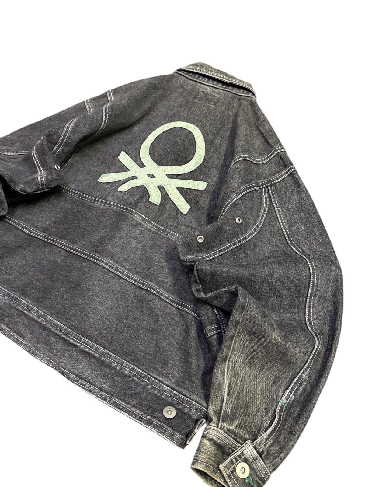 Benetton Vintage 90s Benetton Formula Black Denim Jacket Big Logo Size US M / EU 48-50 / 2 - 6 Thumbnail