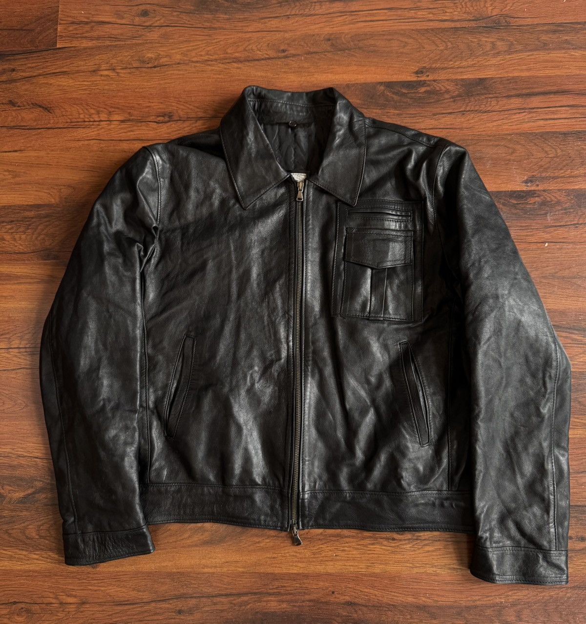 Leather Vintage Genuine Real Leather Jacket High Quality Rock Punk Size US XL / EU 56 / 4 - 1 Thumbnail