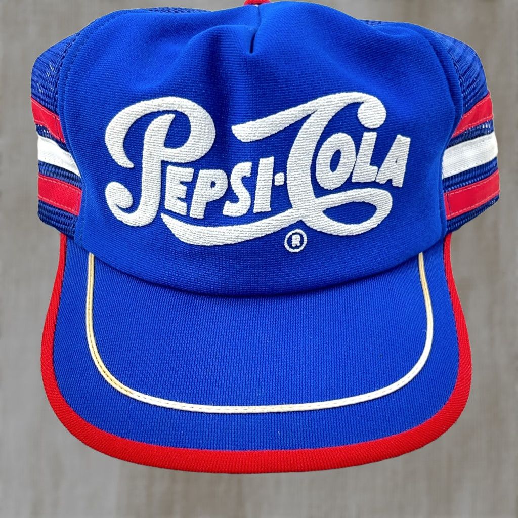 Vintage VINTAGE Pepsi Cola Trucker Hat Cap Snapback 3 Stripe Made In USA 80s Prop Size ONE SIZE - 1 Thumbnail