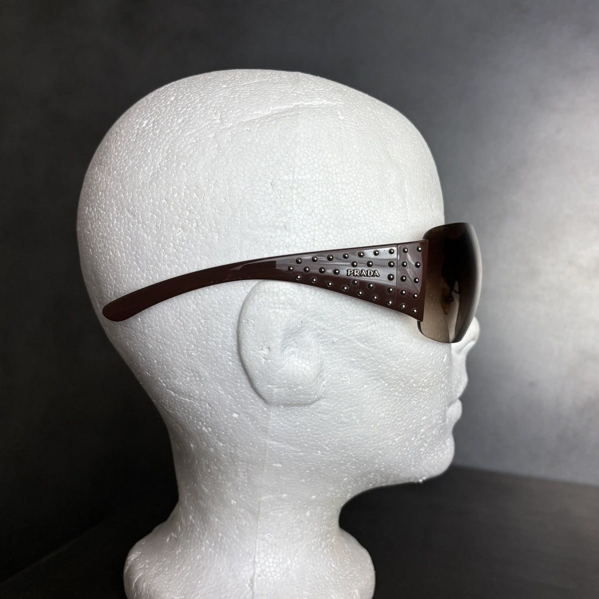 Prada 2011 Prada Sunglasses Y2K Prada Studded Shield Wrap SPR 29L Size ONE SIZE - 18 Thumbnail