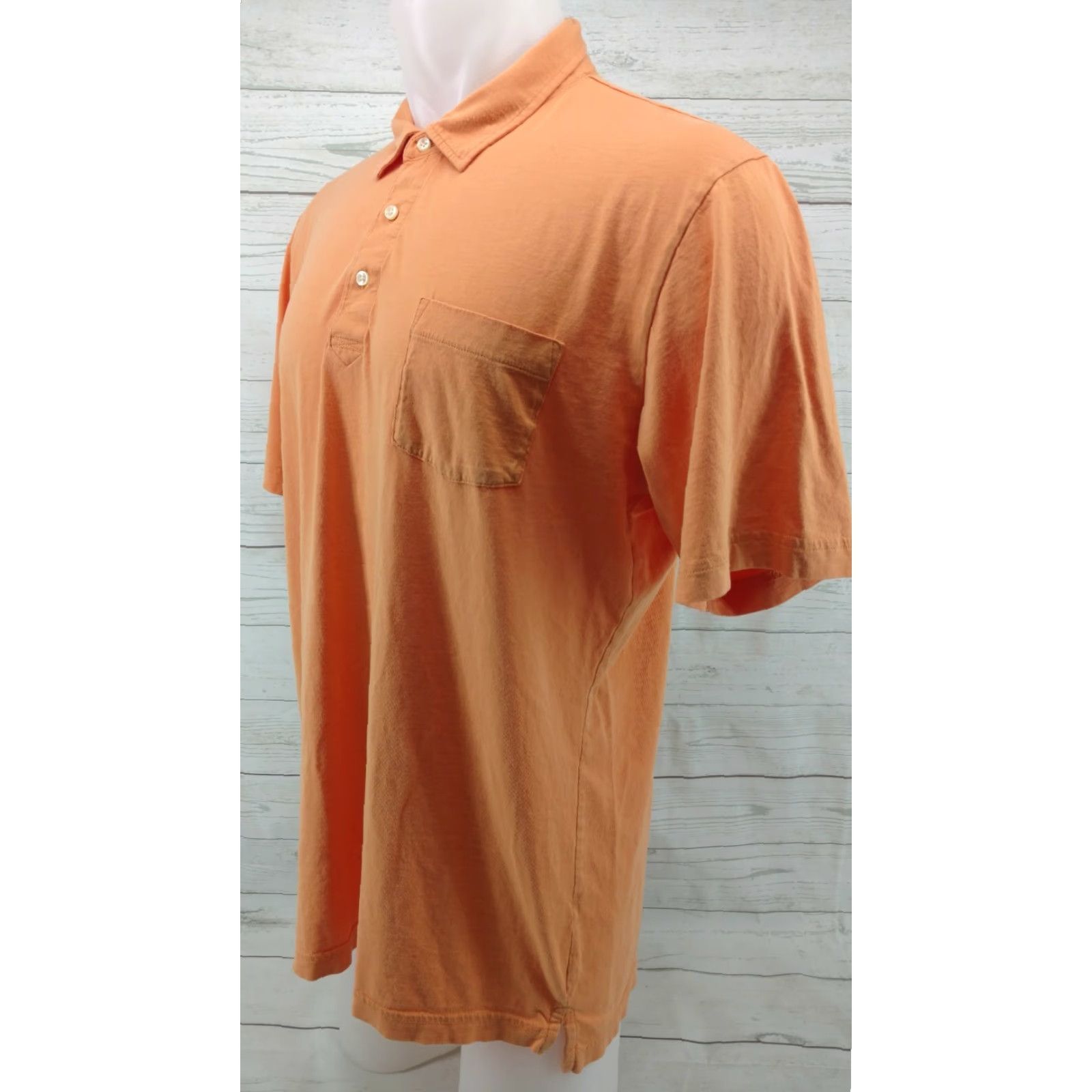 Peter Millar Peter Millar Men's Shirt XL Orange Pocket Polo Rugby Button-Up Short Sleeve Cad Casual Regular Fit Shirt Mens Orange Pocket Size US XL / EU 56 / 4 - 2 Thumbnail