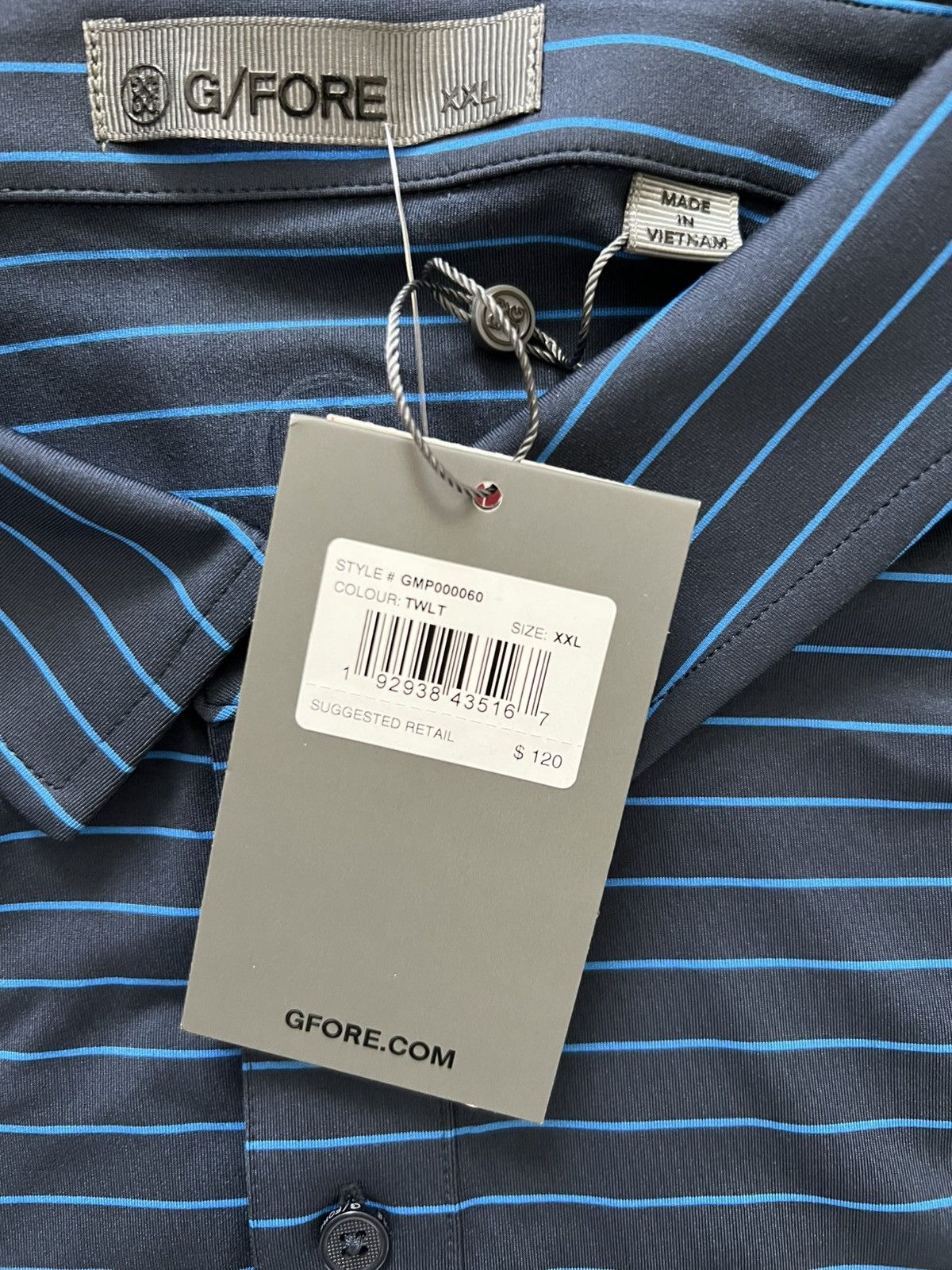 G/FORE G/Fore Pencil Stripe Pique Golf Polo Twilight Blue Wicking Size US XXL / EU 58 / 5 - 4 Thumbnail