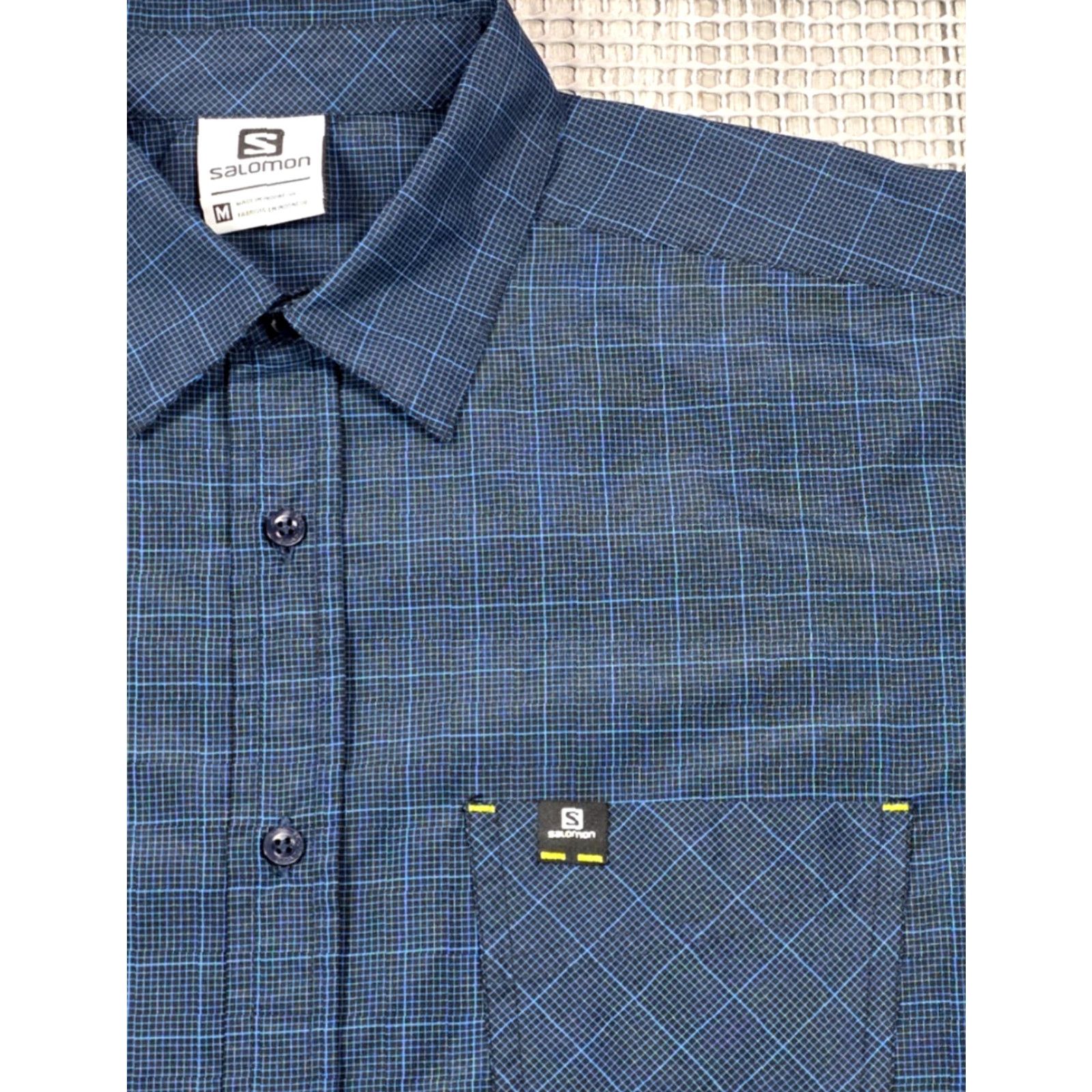 Salomon Salomon Shirt M Button-Up Long Sleeve Blue Check Outdoor Performance Shirt Size US M / EU 48-50 / 2 - 3 Thumbnail