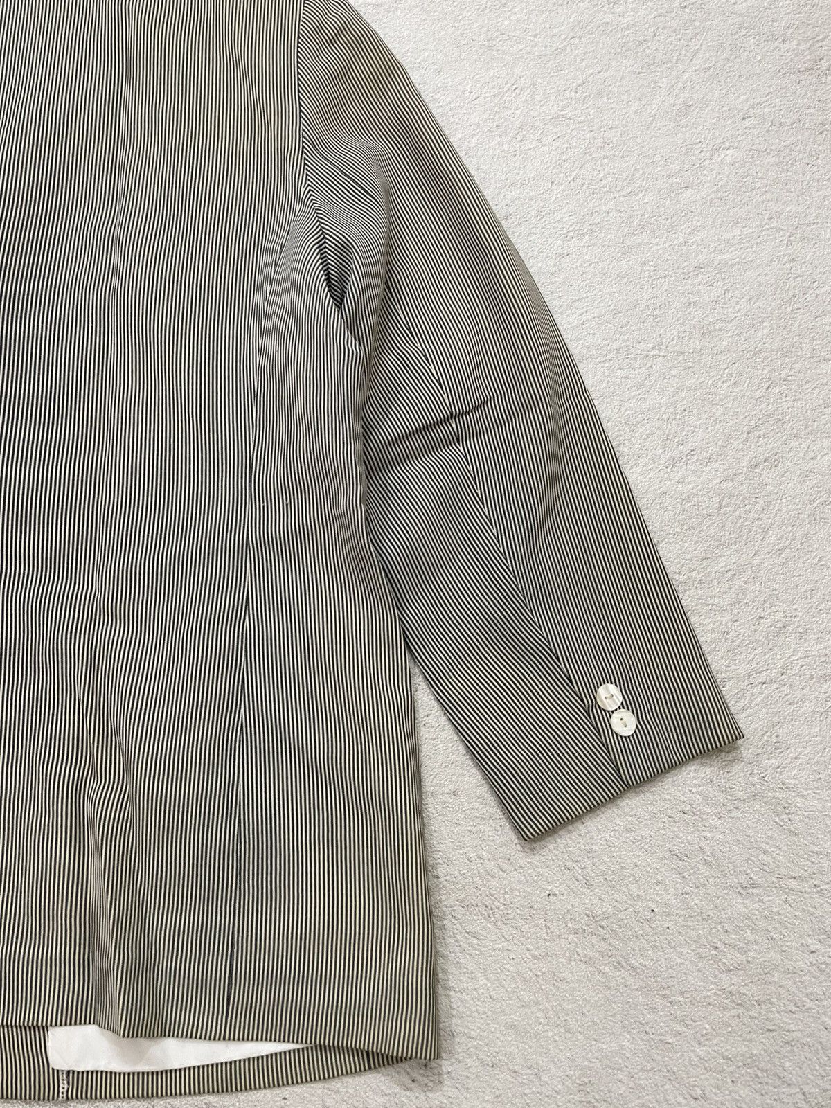 Burberry Vintage Burberrys Pinstripe Blazer Beige Tailored Jacket Y2K Size 54R - 10 Thumbnail
