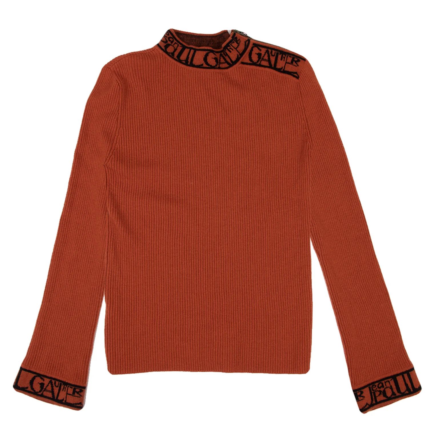 Jean Paul Gaultier Ribbed Knit Sweater with Logo Piping in Orange and Black Size US M / EU 48-50 / 2 - 1 Thumbnail