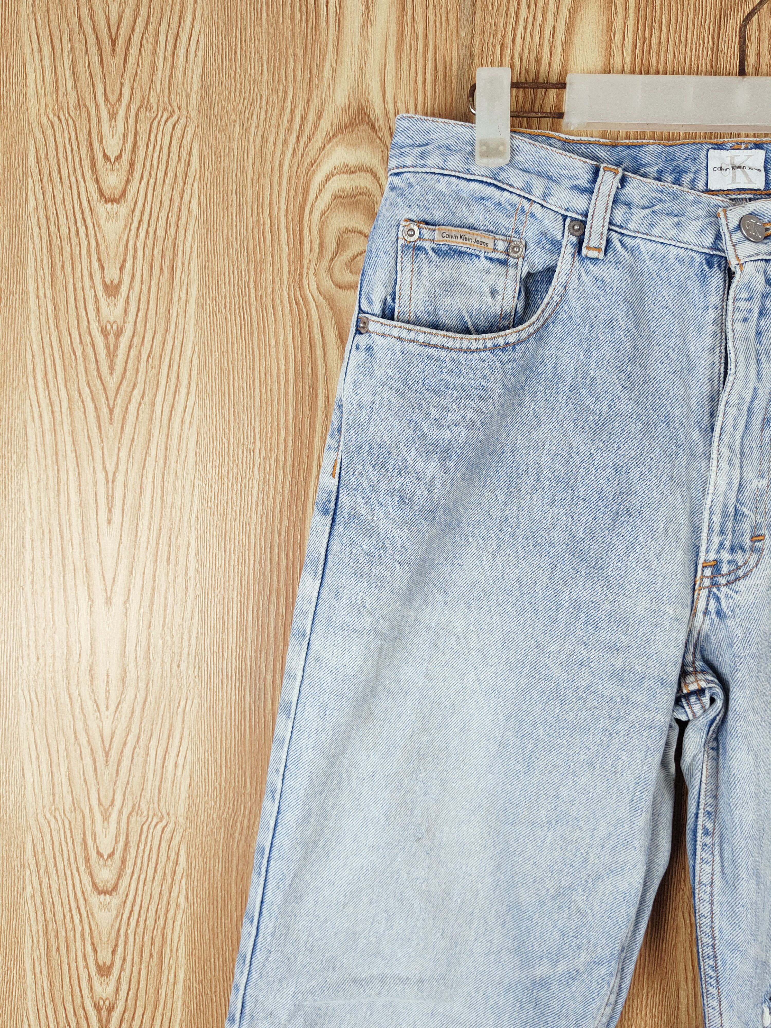 Calvin Klein × Vintage Calvin Klein Blue Faded Distressed Ripped Jeans Size US 31 - 3 Thumbnail