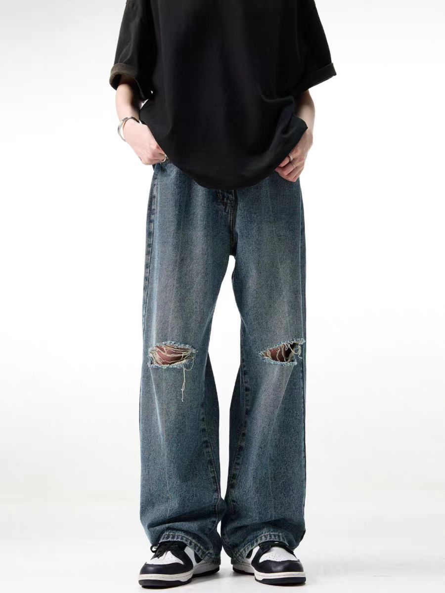 Japanese Brand × Jean Washed street baggy ripped knee jeans Size US 34 / EU 50 - 3 Thumbnail