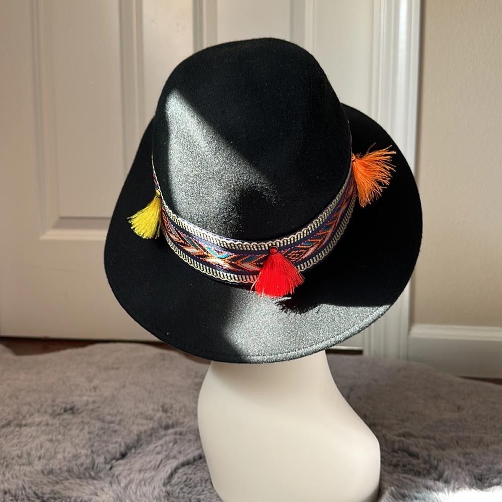 Designer Intrend by MaxMara Felt Fedora with Embroidered Ribbon. Size ONE SIZE - 6 Thumbnail