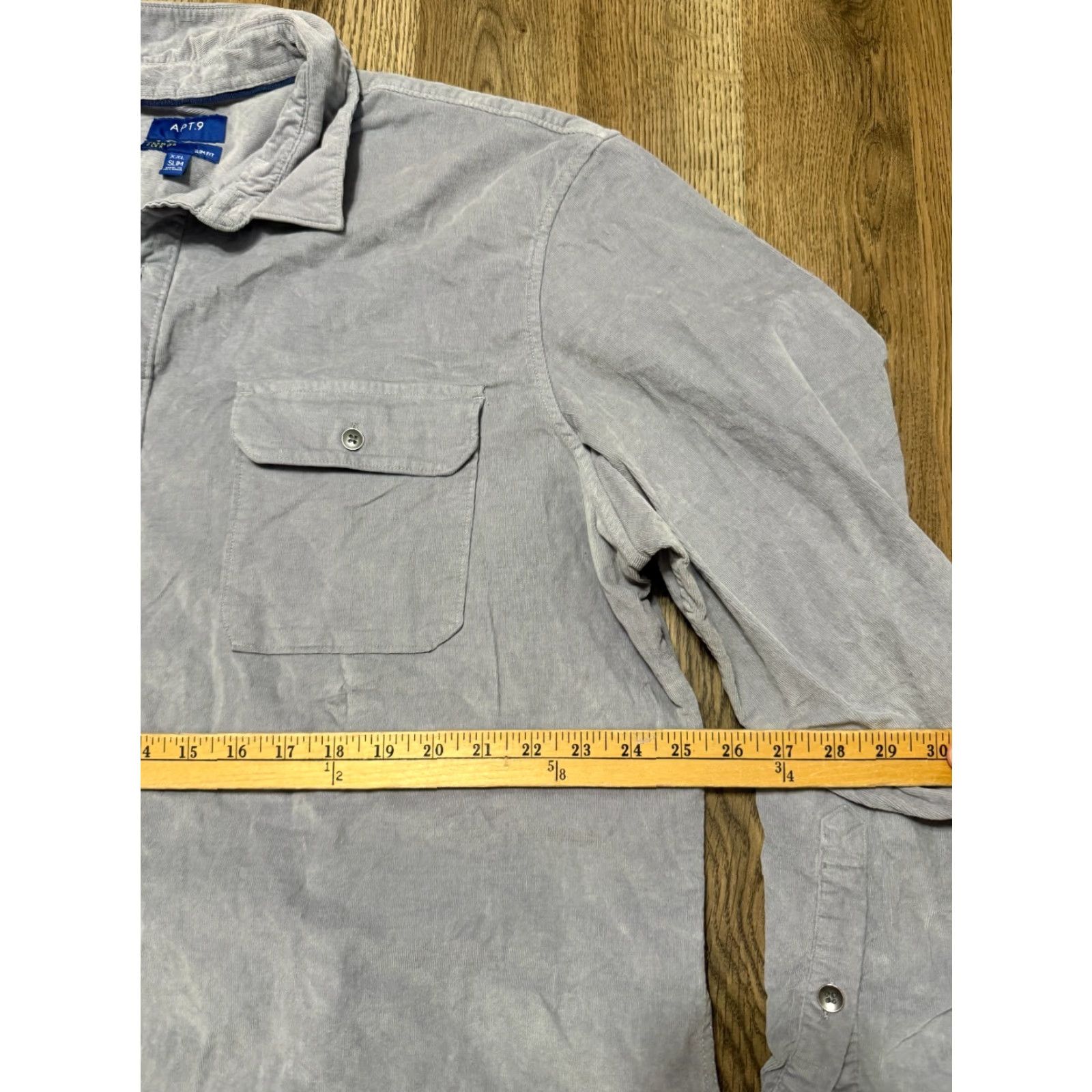 Apt. 9 Apt. 9 Shirt Men's XXL Gray Button Up Long Sleeve Slim Fit Premier Size US XXL / EU 58 / 5 - 6 Thumbnail