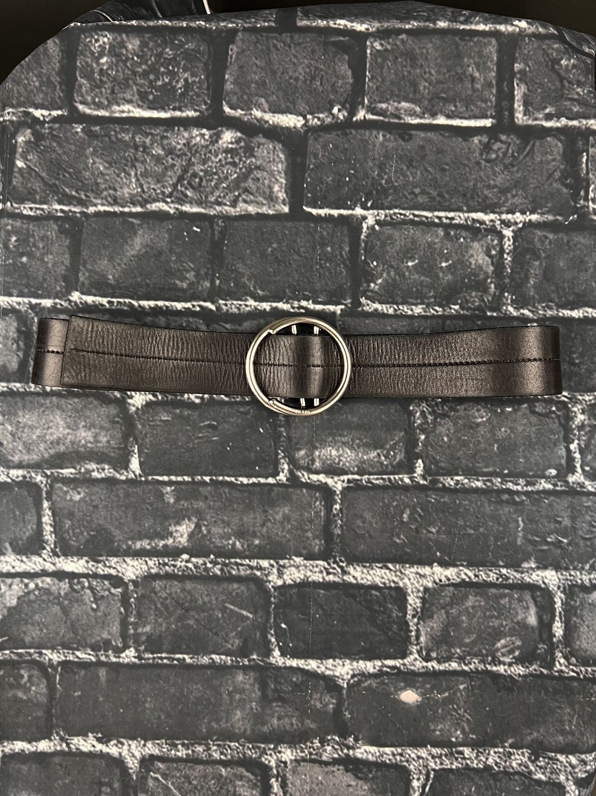 image of Prada Leather Belt With Big Interlocking Cc Buckle in Black, Women's