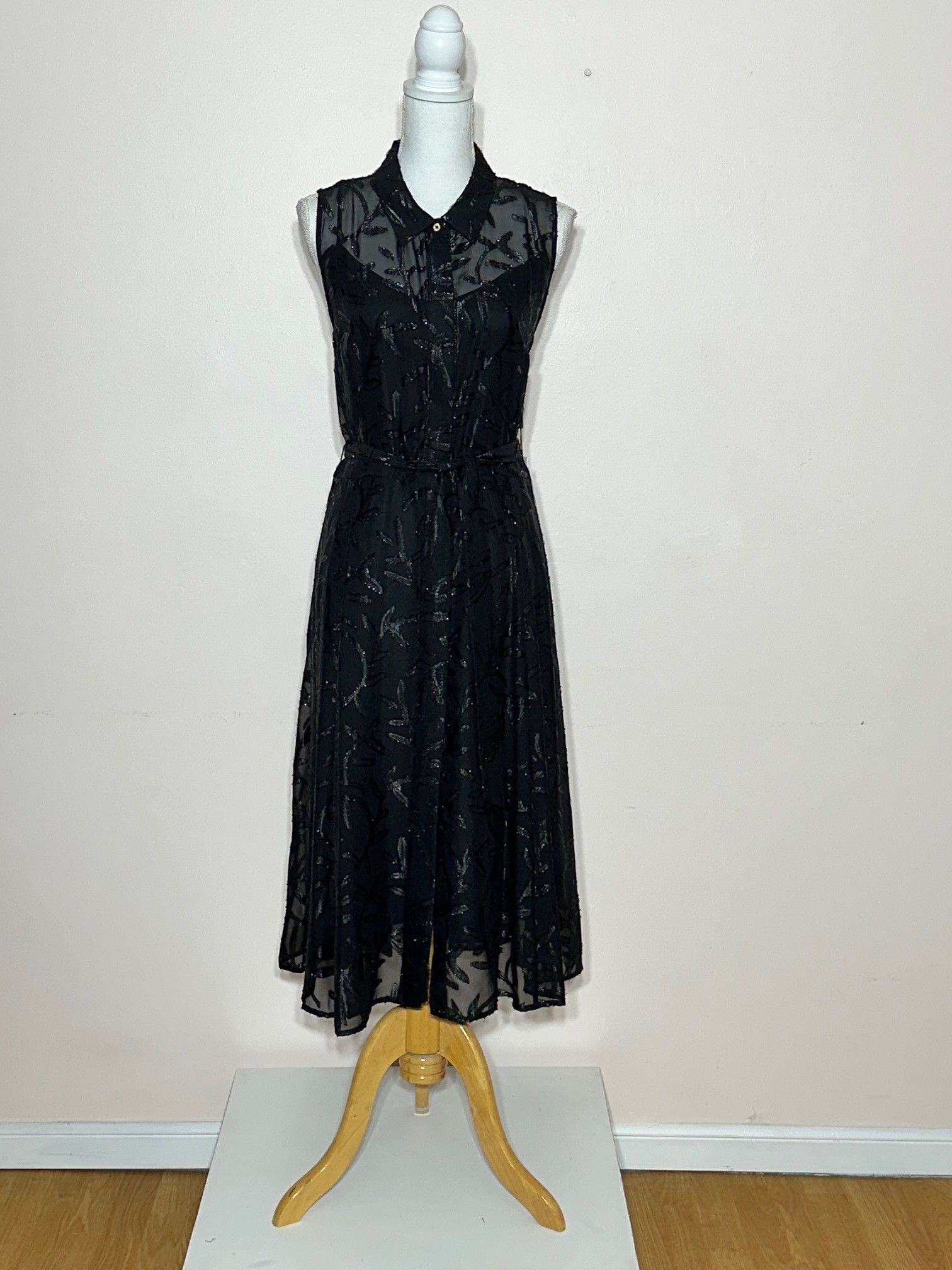 Calvin Klein Calvin Klein Chiffon with Leaf Print Applique Shirt Dress Size XL / US 12-14 / IT 48-50 - 2 Thumbnail