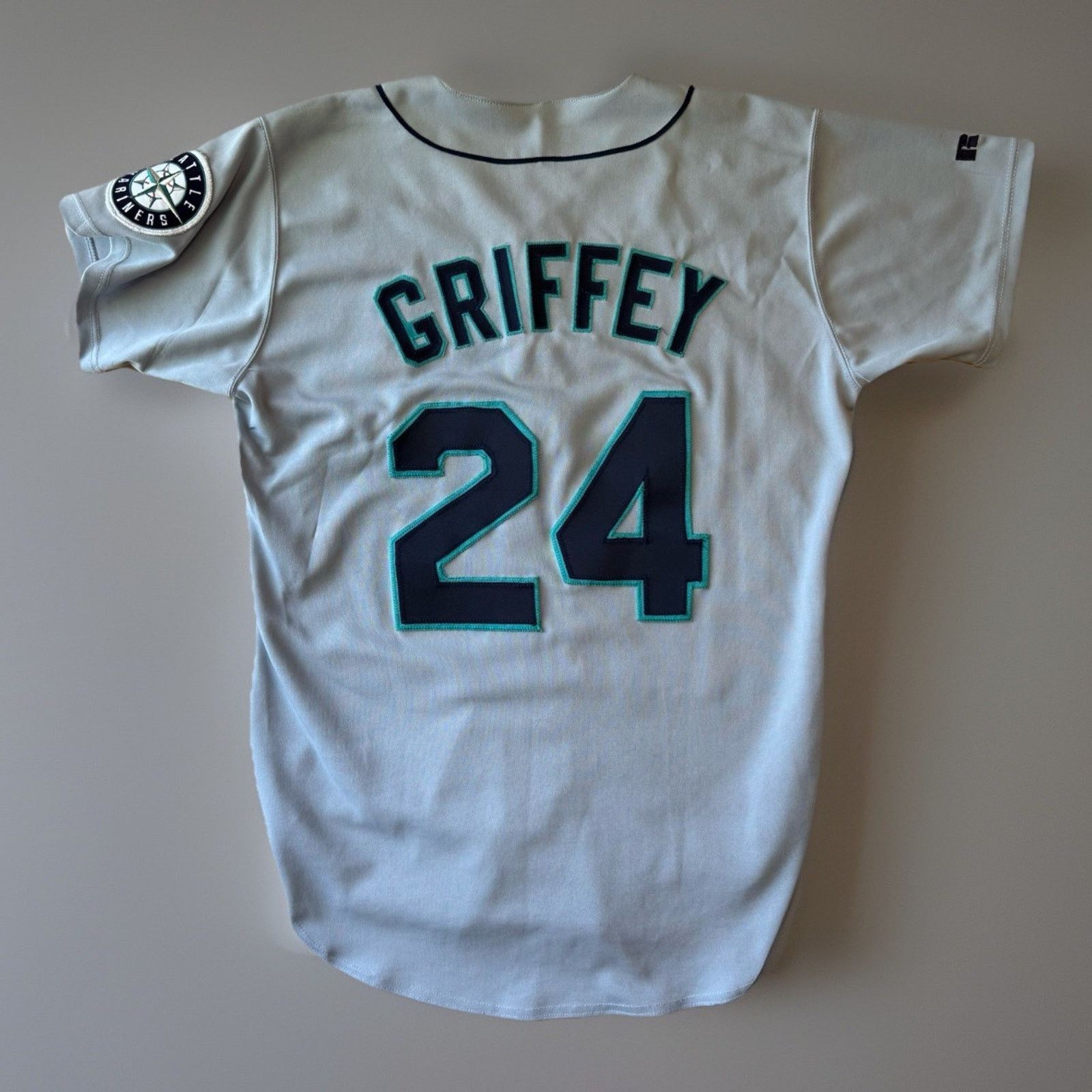 Vintage Ken Griffey JR Jersey 44 Gray 90s Russell Athletic