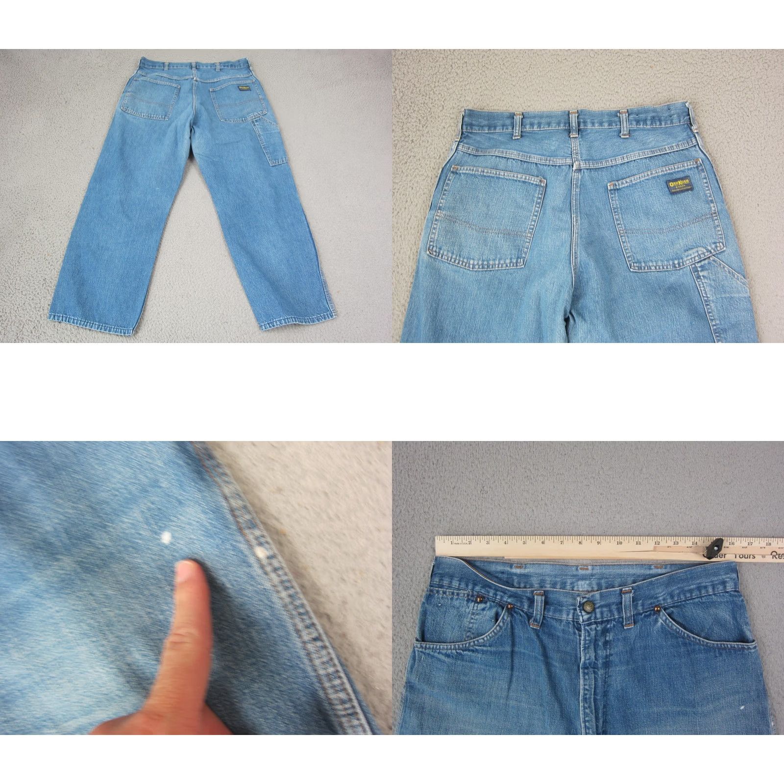 Vintage VINTAGE Oshkosh Jeans Mens 32x25 Blue Denim Baggy Carpenter Zip 70s 5-Pocket Mens Jeans Blue 90s Cowboy Retro - OshKosh B'gosh Size US 32 / EU 48 - 8 Thumbnail