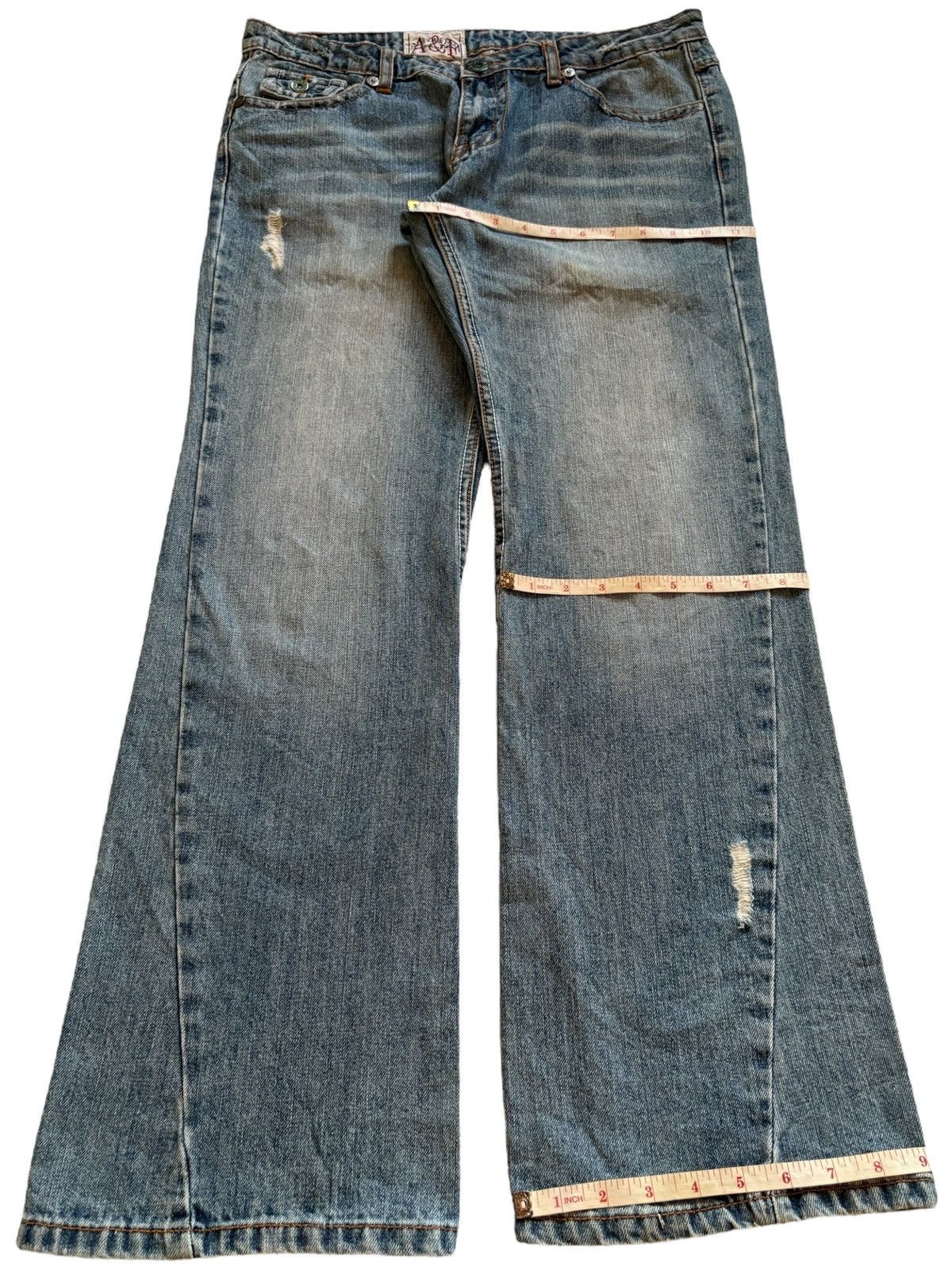 Japanese Brand × Tornado Mart Vintage Japanese Brand Mud Wash Distressed Ripped Flare Jean Size US 32 / EU 48 - 14 Thumbnail