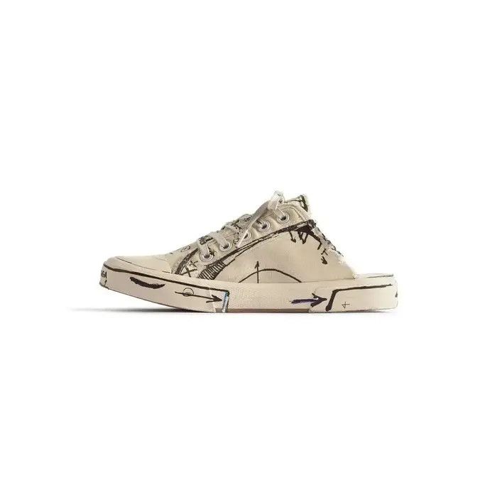 Balenciaga o1tr1nto0126 Paris Sketch Mules in Beige Size US 5 / IT 35 - 3 Thumbnail