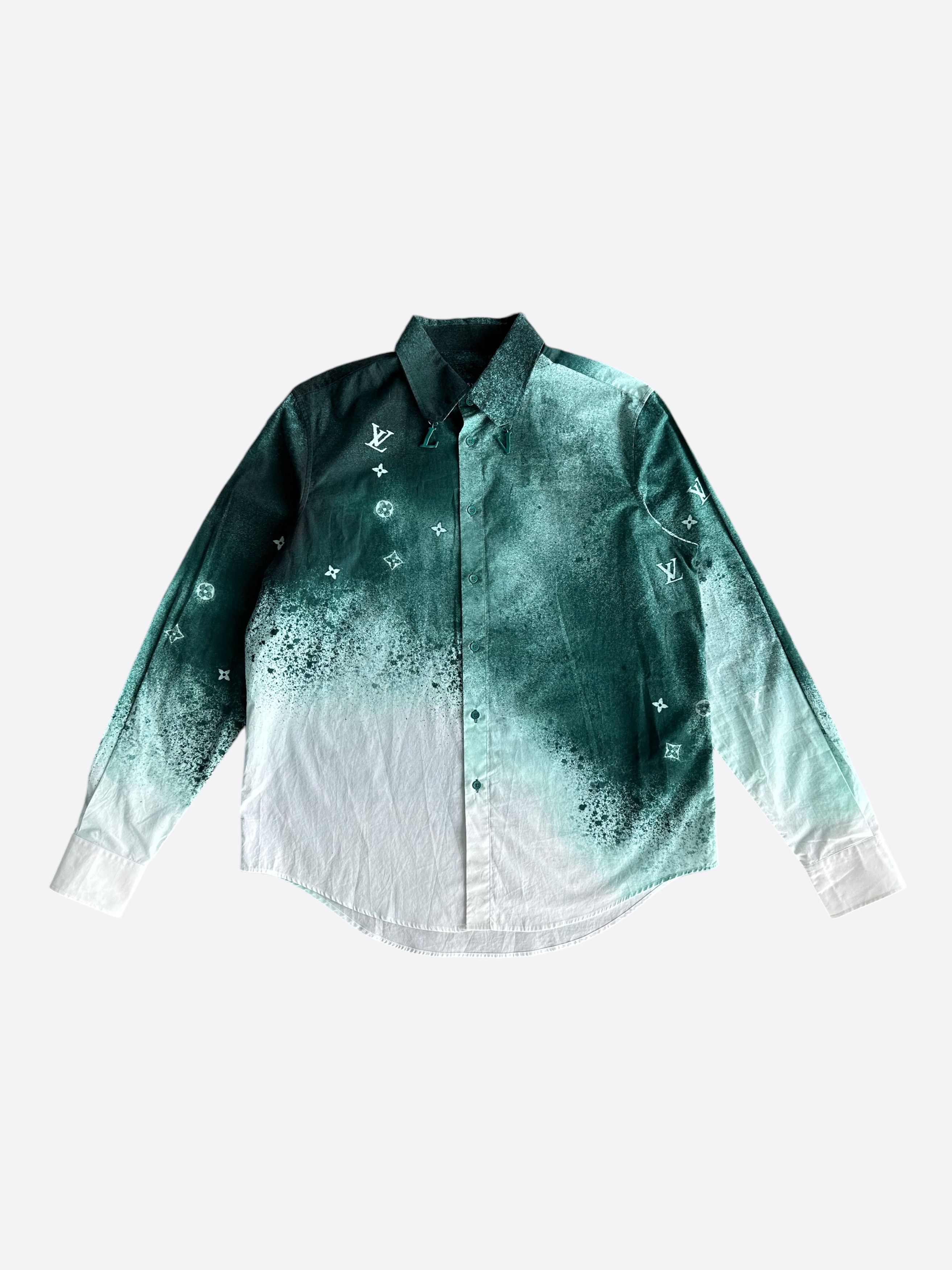 Louis Vuitton Louis Vuitton Green & White Monogram Button Up Shirt Size US M / EU 48-50 / 2 - 1 Thumbnail