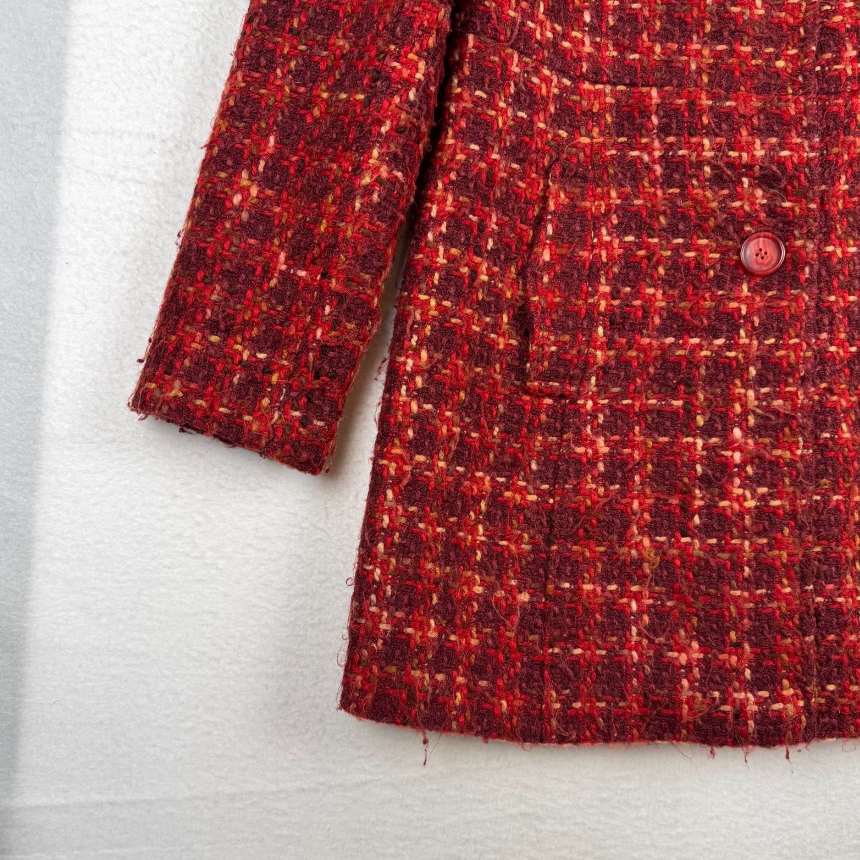 Guess VINTAGE Guess Wool Blend Plaid Overcoat Knit Mid-Length Red 90s Glam Women L Winter Fall Mens Womens Size L / US 10 / IT 46 - 2 Thumbnail