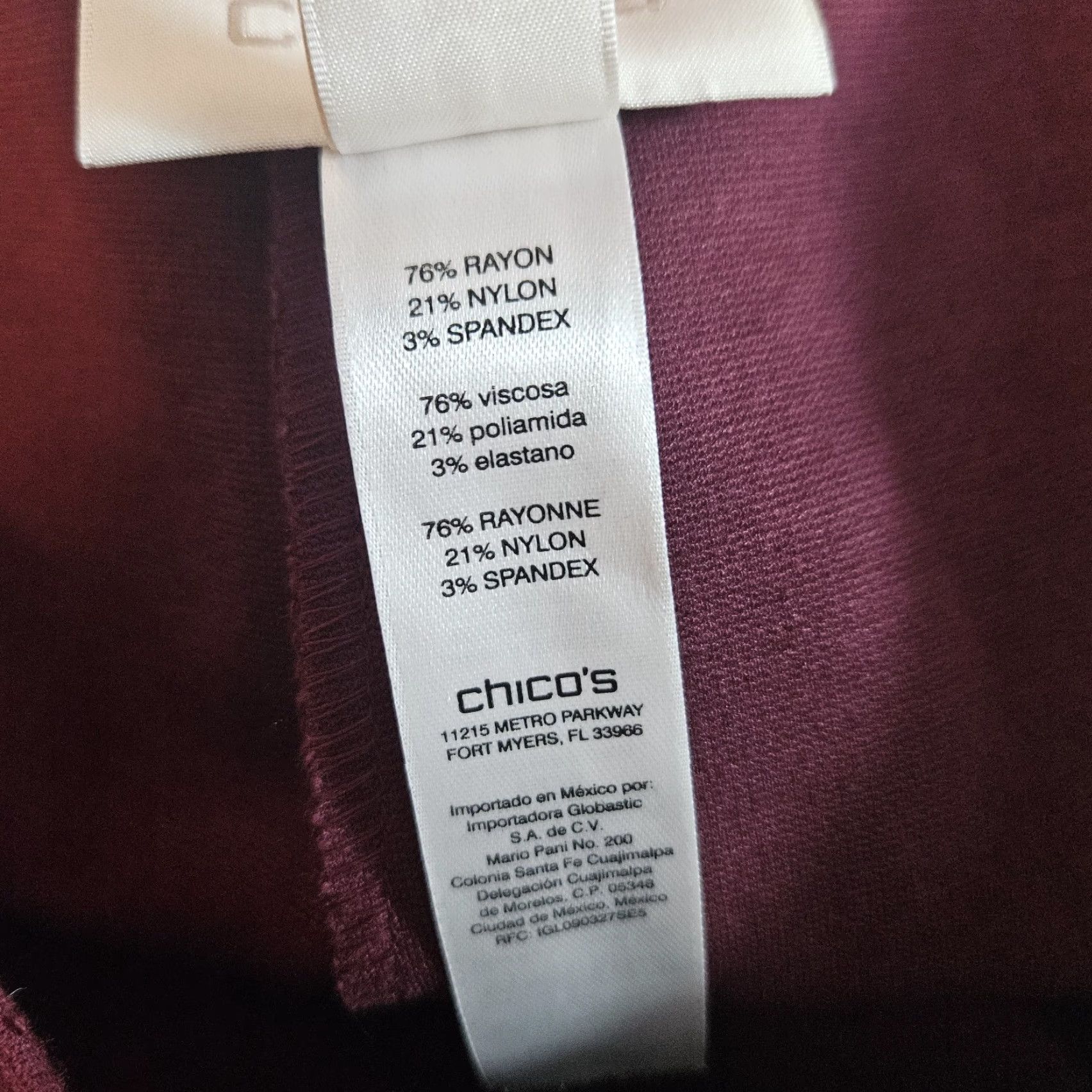 Vintage Chico's Womens Ponte Knit Ankle Pants Sz 0 US 4 Wine Red Mid Rise Pull On Pants Womens Red 27 In Inseam 15.5 Waist 9.5 Rise 4 Mens Ladies Girls Size 27" / US 4 / IT 40 - 6 Thumbnail