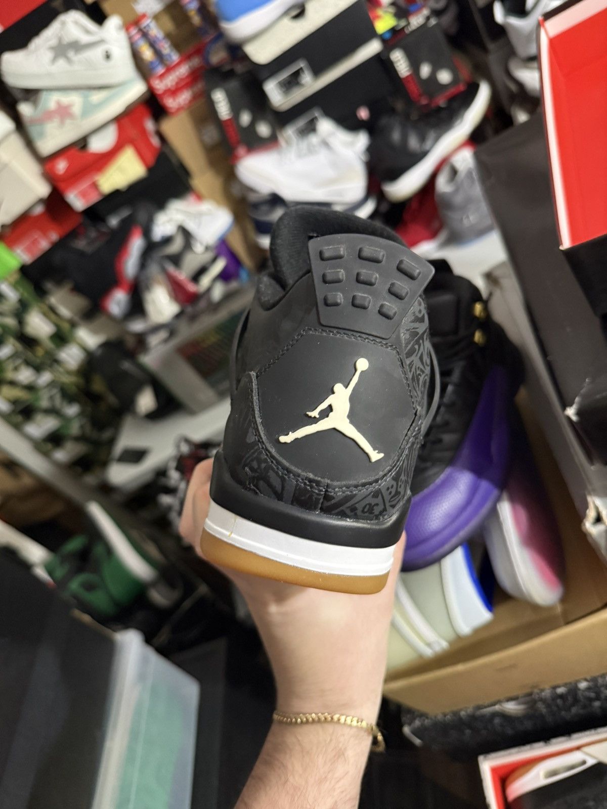 Jordan Brand Jordan retro 4 laser black gum sz 10 Size US 10 / EU 43 - 4 Thumbnail